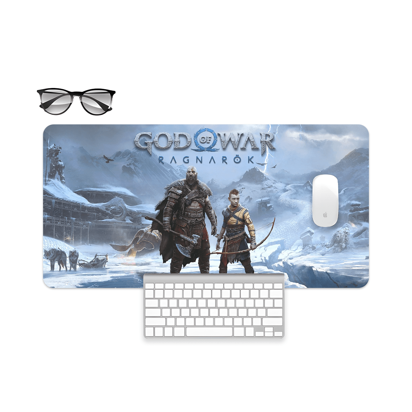 God of War Ragnarok Art Mouse Pad - 23.6 x 11 Inches Desk Pad - Gaming and Workstation Mat for Norse Mythology Fans - Non-Slip Rubber Base - Smooth Surface for Precise Control