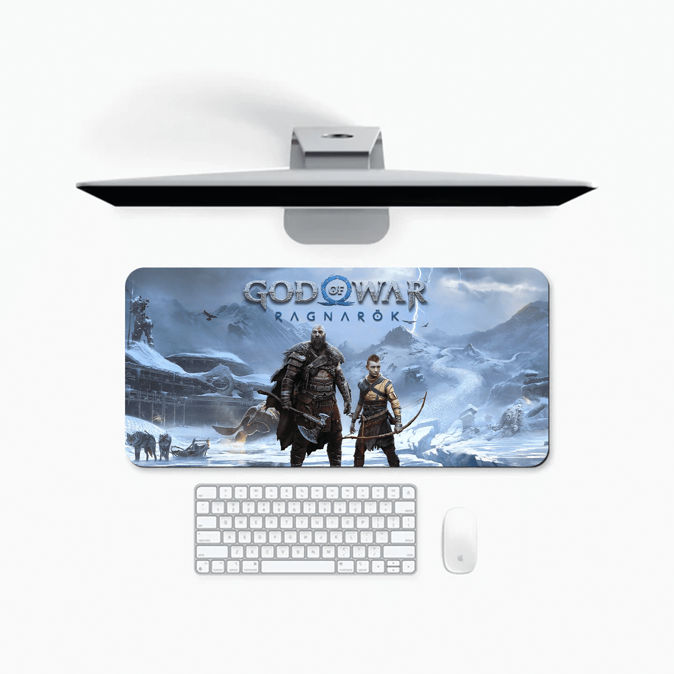 God of War Ragnarok Art Mouse Pad - 23.6 x 11 Inches Desk Pad - Gaming and Workstation Mat for Norse Mythology Fans - Non-Slip Rubber Base - Smooth Surface for Precise Control