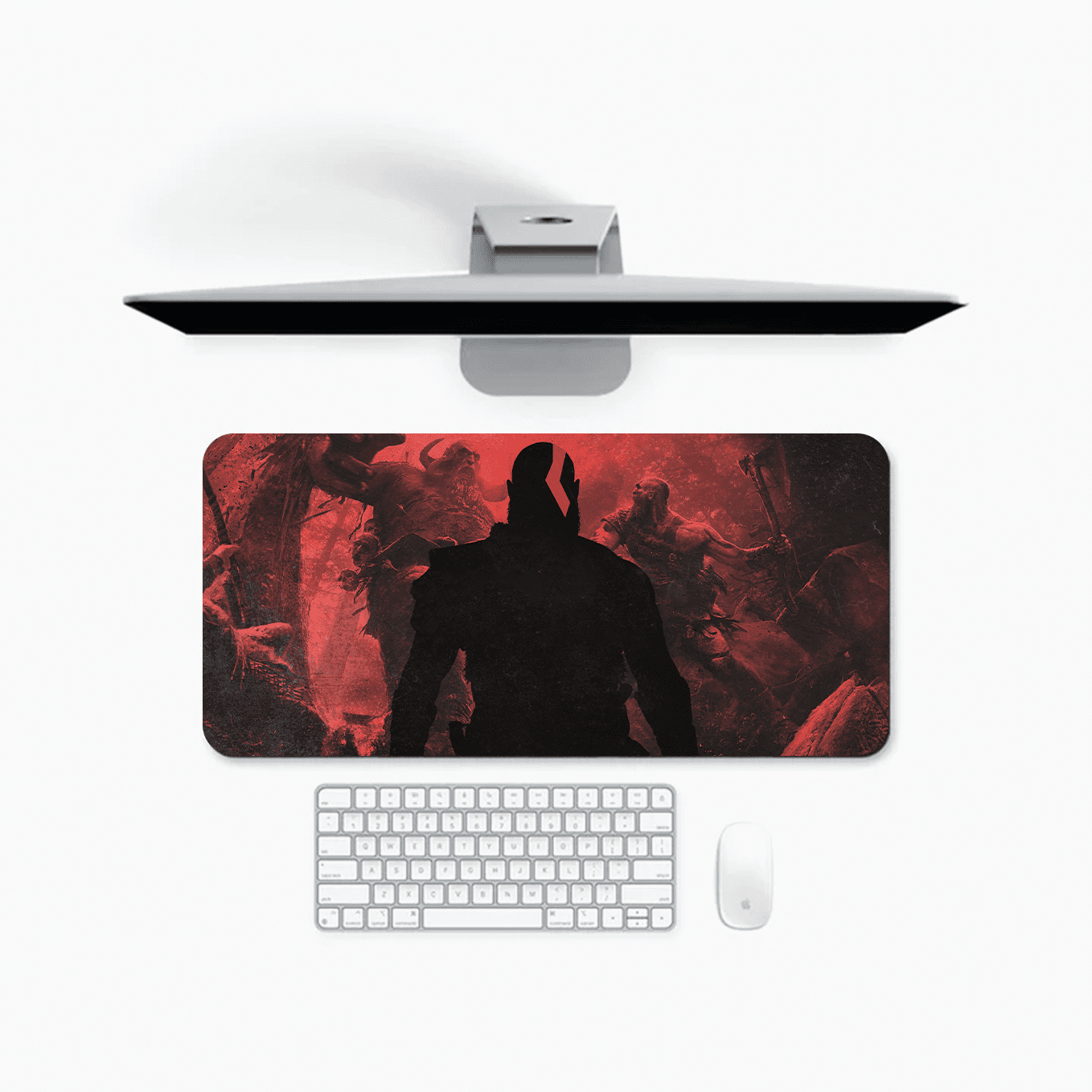 God of War Art Mouse Pad - 23.6 x 11 Inches Desk Pad - Gaming and Workstation Mat for Norse Mythology Fans - Non-Slip Rubber Base - Smooth Surface for Precise Control