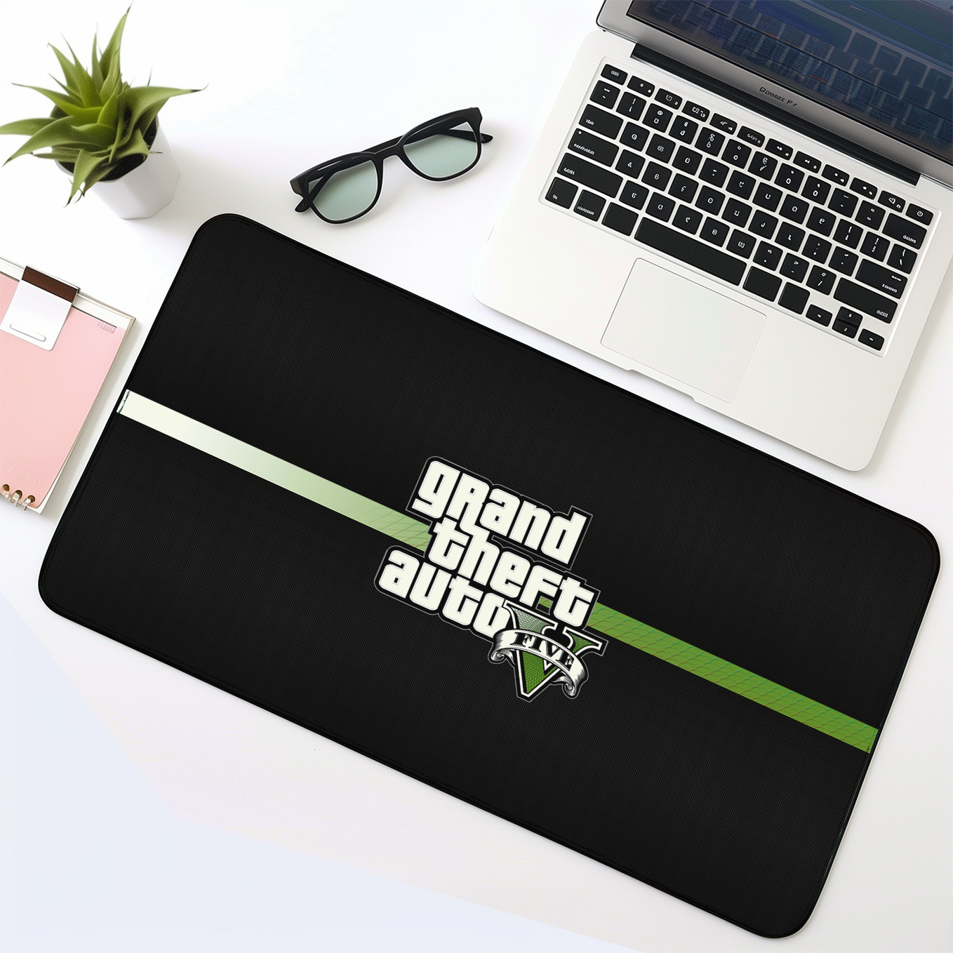 Grand Theft Auto V Textured Art Mouse Pad - 23.6 x 11 Inches Desk Pad - Gaming and Workstation Mat for Action Games Fans - Non-Slip Rubber Base - Smooth Surface for Precise Control