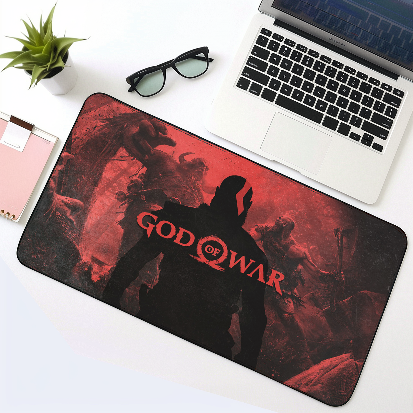 God of War Art Mouse Pad - 23.6 x 11 Inches Desk Pad - Gaming and Workstation Mat for Norse Mythology Fans - Non-Slip Rubber Base - Smooth Surface for Precise Control