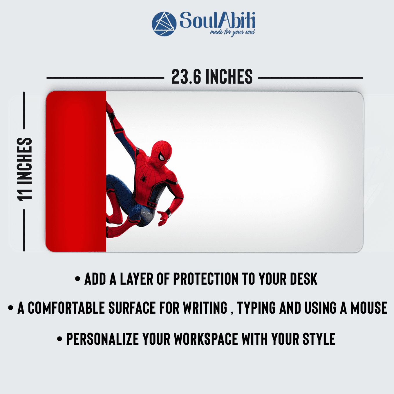 Marvel's Spiderman Art Mouse Pad - 23.6 x 11 Inches Desk Pad - Gaming and Workstation Mat for Superhero Fans - Non-Slip Rubber Base - Smooth Surface for Precise Control