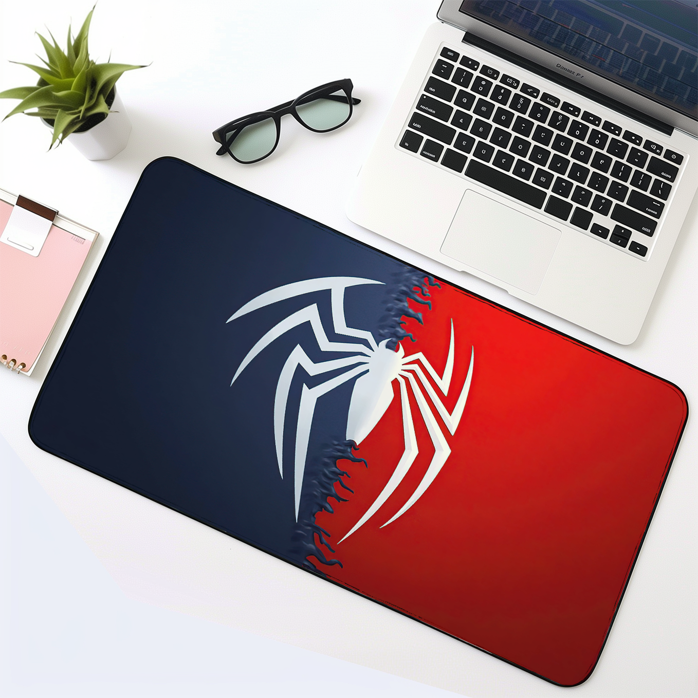 Marvel's Spiderman and Venom Art Mouse Pad - 23.6 x 11 Inches Desk Pad - Gaming and Workstation Mat for Superhero Fans - Non-Slip Rubber Base - Smooth Surface for Precise Control