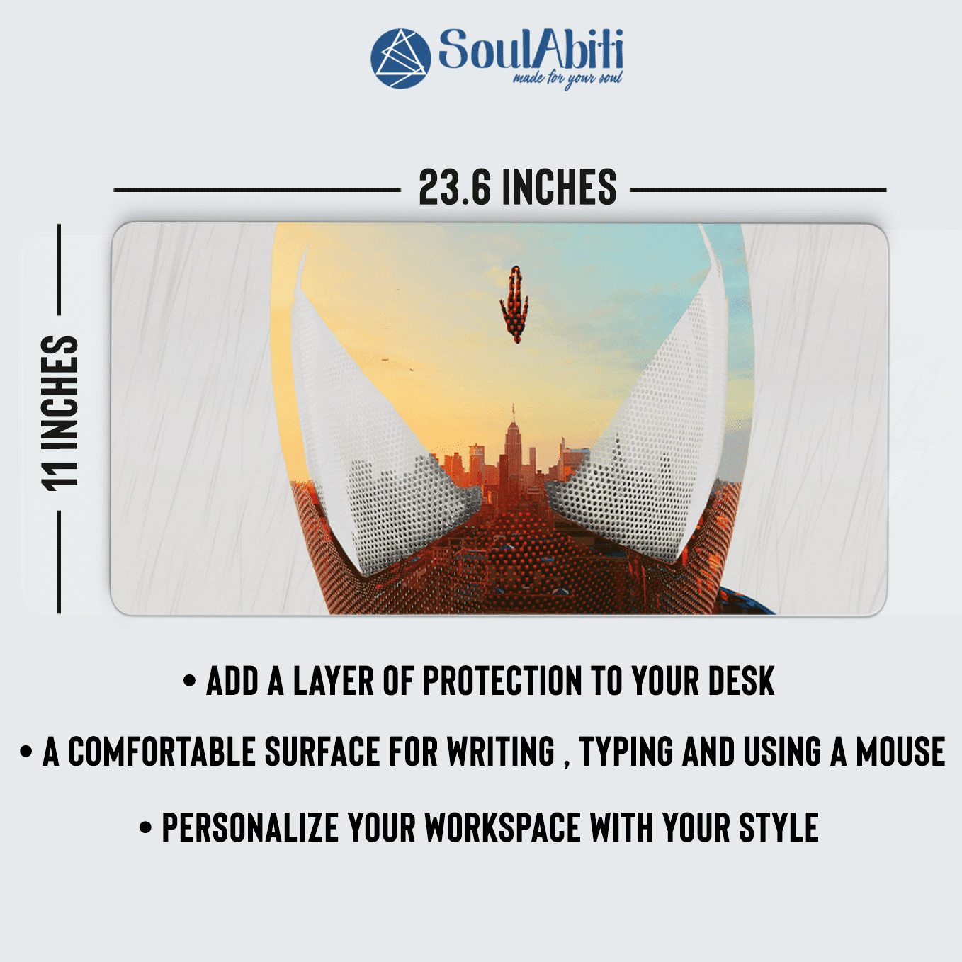 Marvel's Friendly Neighborhood Spider Man Art Mouse Pad - 23.6 x 11 Inch Desk Pad - Gaming and Workstation Mat for Superhero Fans - Non-Slip Rubber Base - Smooth Surface for Precise Control