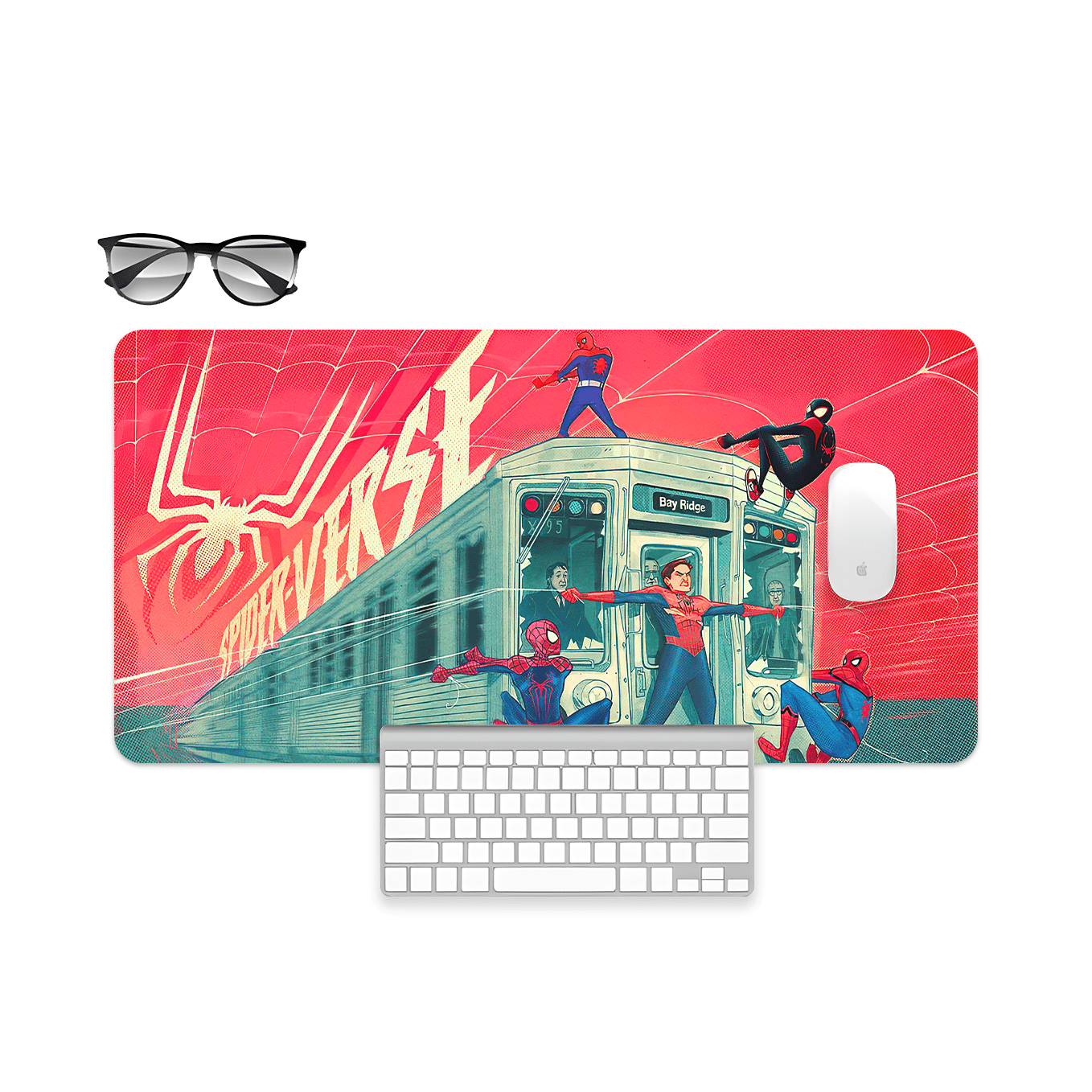 Spider Man Multiverse Art Mouse Pad - 23.6 x 11 Inches Desk Pad - Gaming and Workstation Mat for Spiderverse Fans - Non-Slip Rubber Base - Smooth Surface for Precise Control