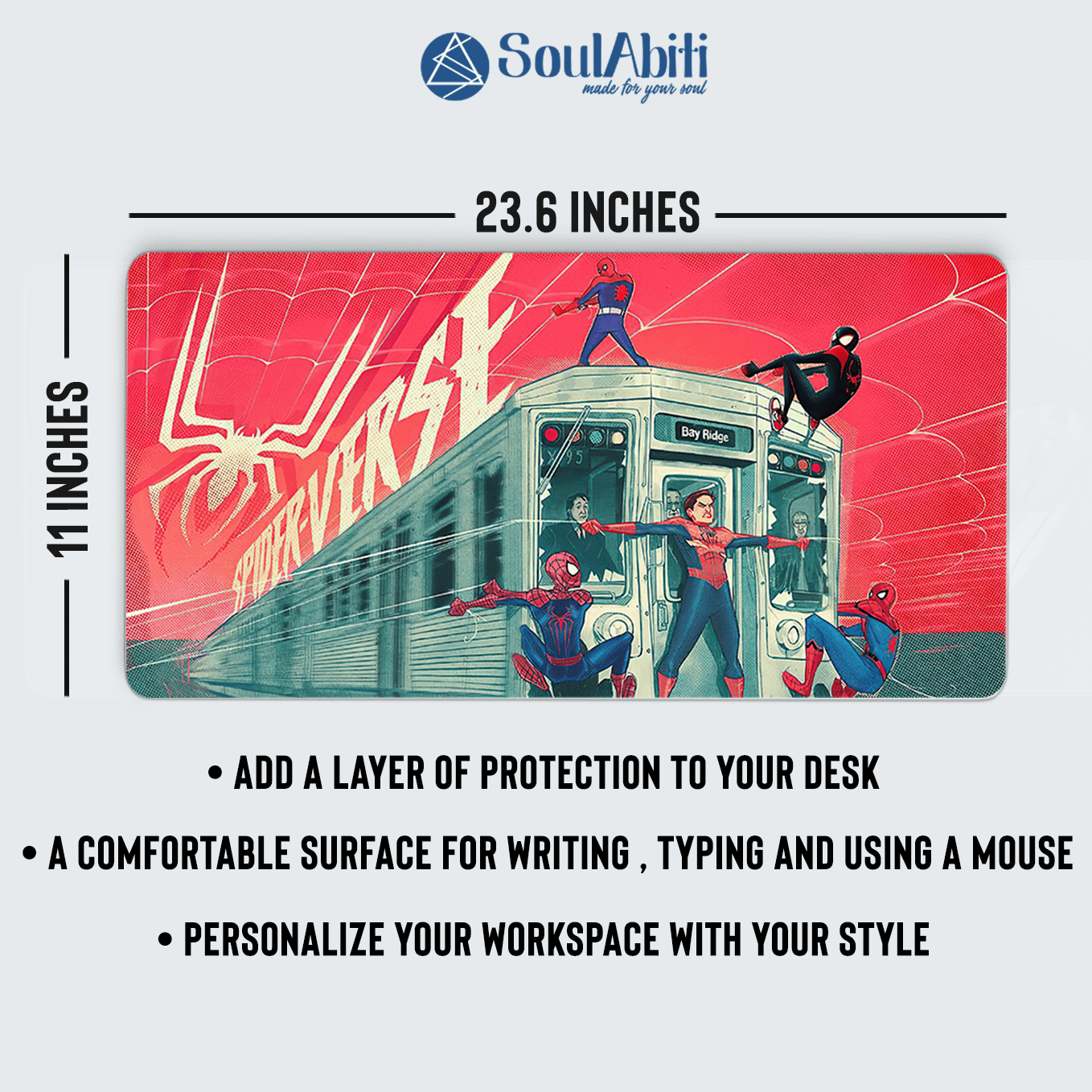 Spider Man Multiverse Art Mouse Pad - 23.6 x 11 Inches Desk Pad - Gaming and Workstation Mat for Spiderverse Fans - Non-Slip Rubber Base - Smooth Surface for Precise Control