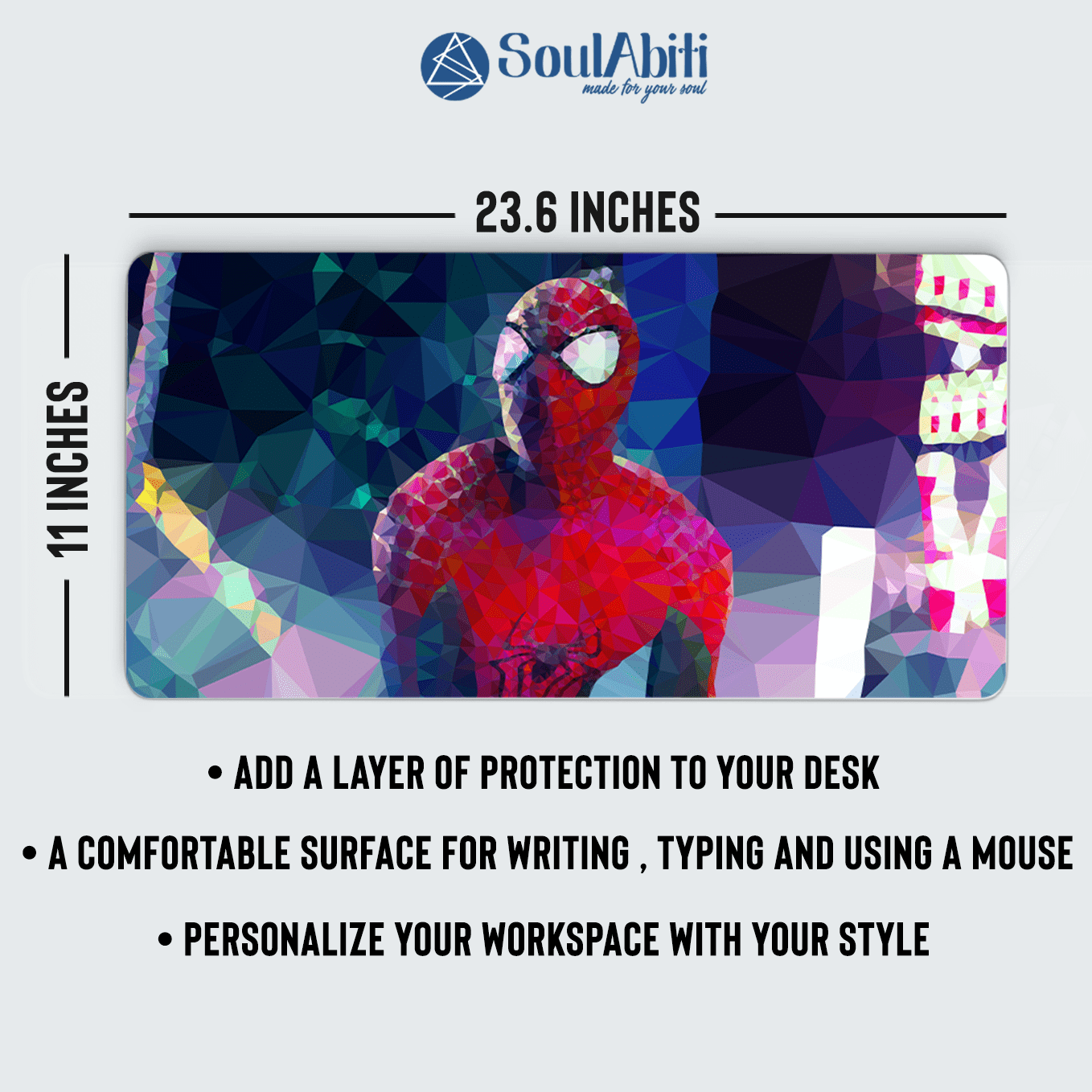 Amazing Spider Man Low Poly Art Mouse Pad - 23.6 x 11 Inches Desk Pad - Gaming and Workstation Mat for Spiderverse Fans - Non-Slip Rubber Base - Smooth Surface for Precise Control