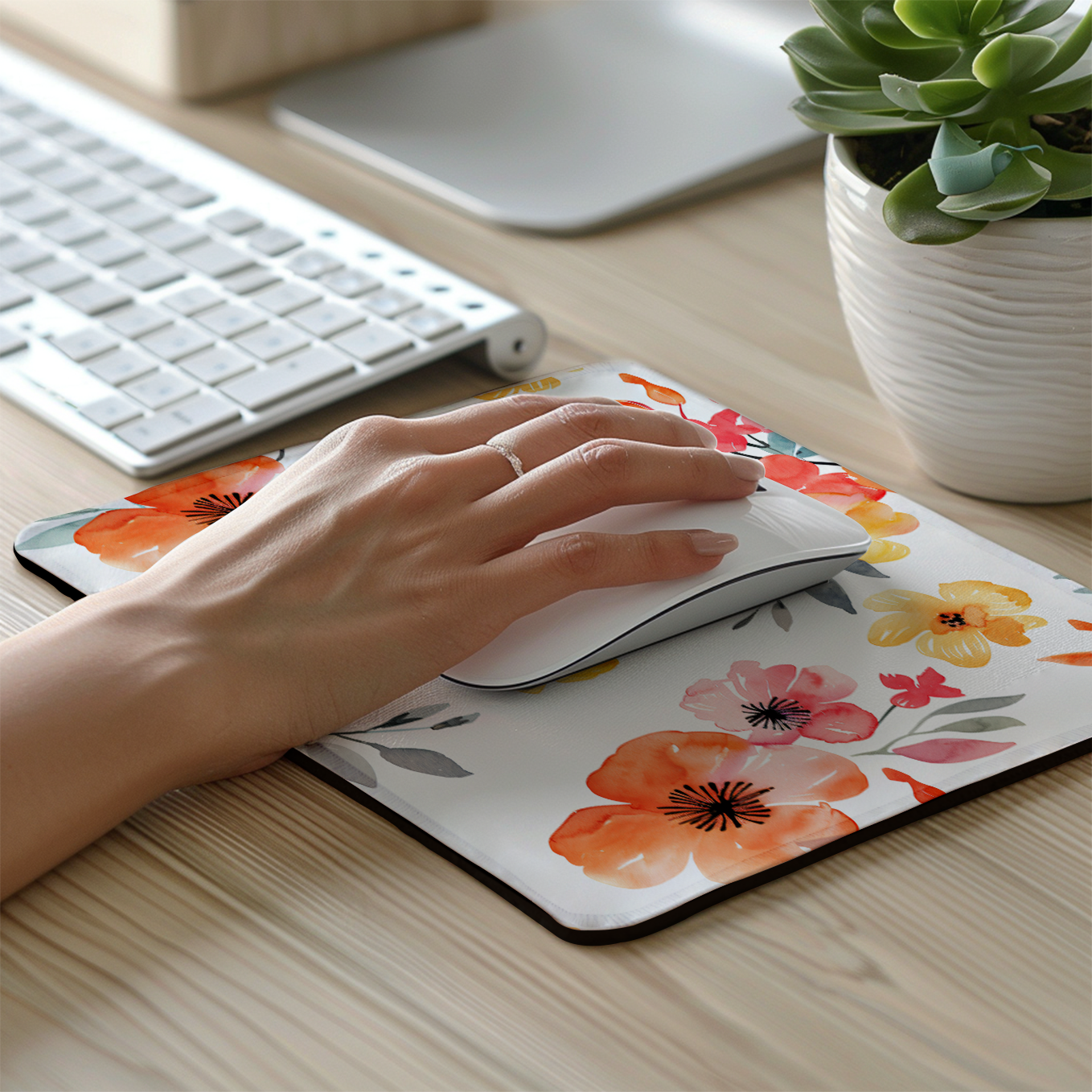 Bright Garden Bloom – Set of 2 Stitched Gaming Mouse Pads with Anti-Slip Rubber Base and Waterproof Surface