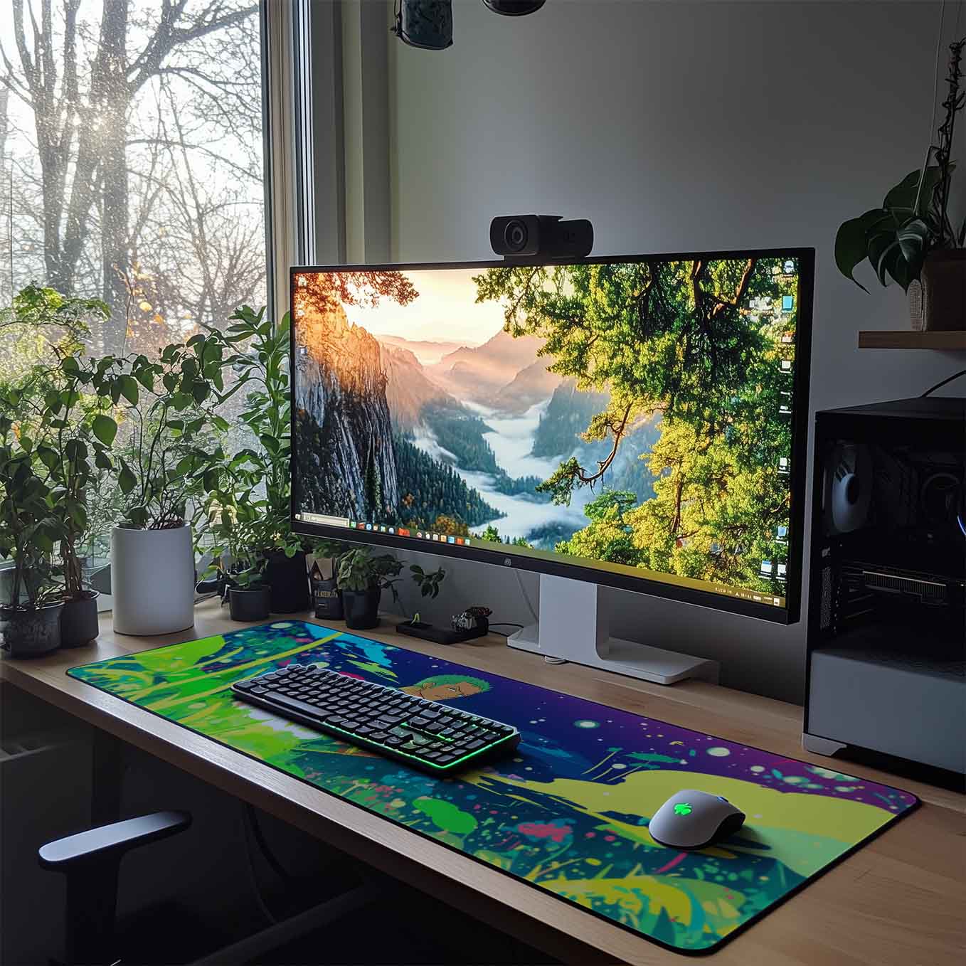 Roronoa Zoro mystical XXXL Deskpad – 36x14 Inches Extra Large Mouse Pad with Non-Slip Rubber base, Stitched Edges, Waterproof Surface – Ideal for Gaming and Office Desk