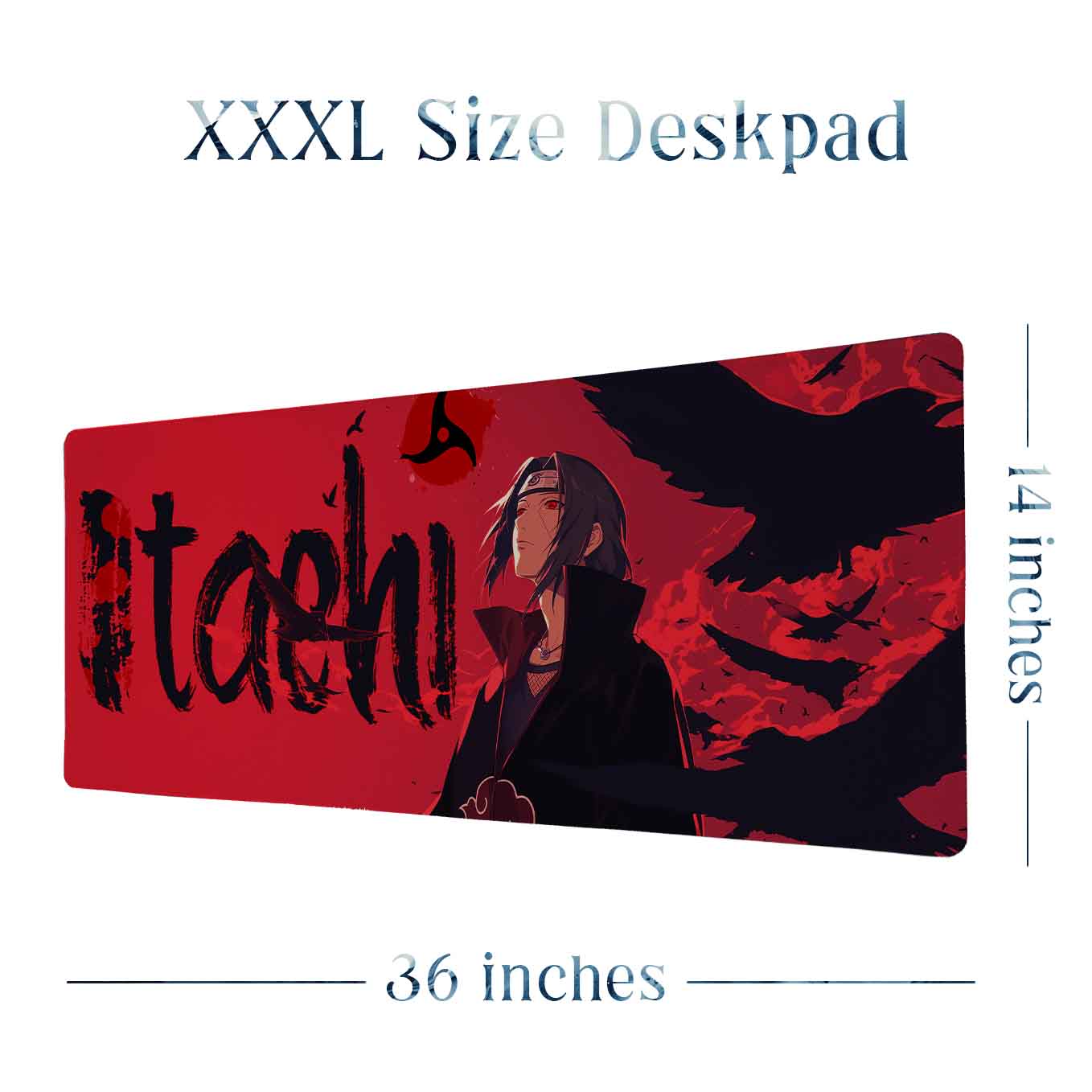 Itachi Anime XXXL Deskpad – 36x14 Inches Extra Large Mouse Pad with Non-Slip Rubber base, Stitched Edges, Waterproof Surface – Ideal for Gaming and Office Desk