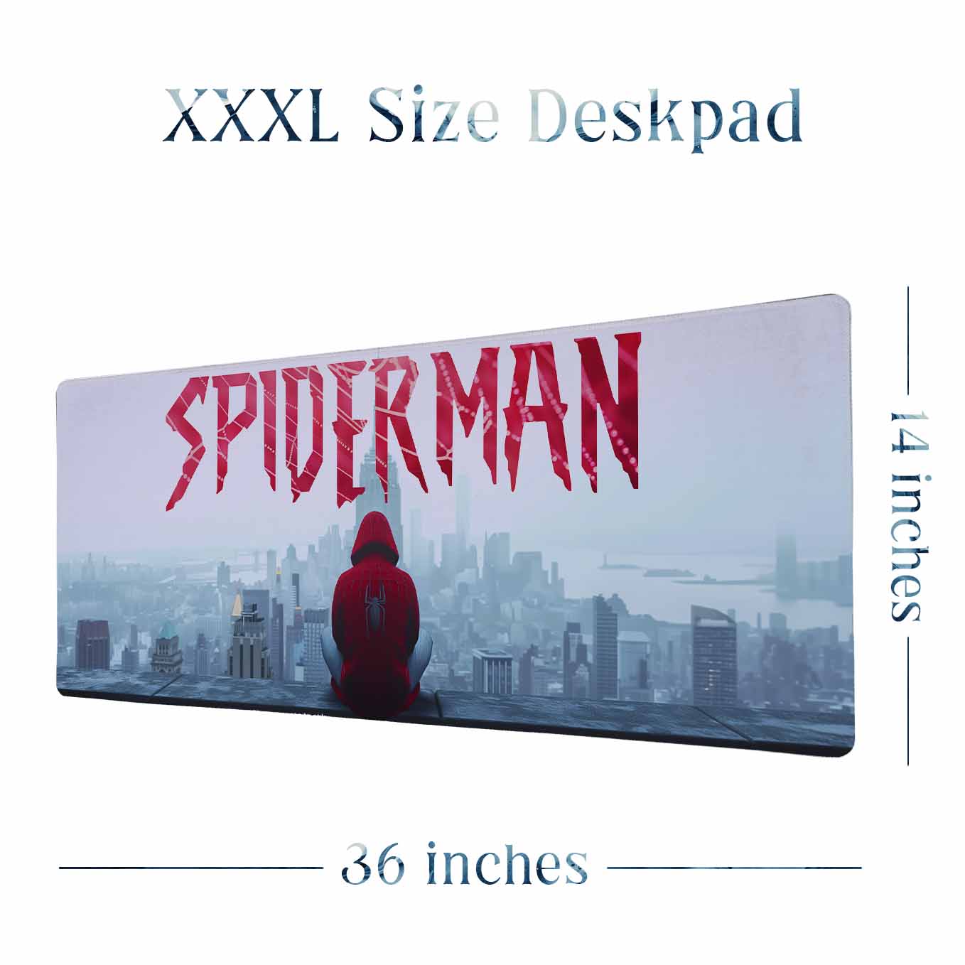 Spiderman XXXL Deskpad – 36x14 Inches Extra Large Mouse Pad with Non-Slip Rubber base, Stitched Edges, Waterproof Surface – Ideal for Gaming and Office Desk