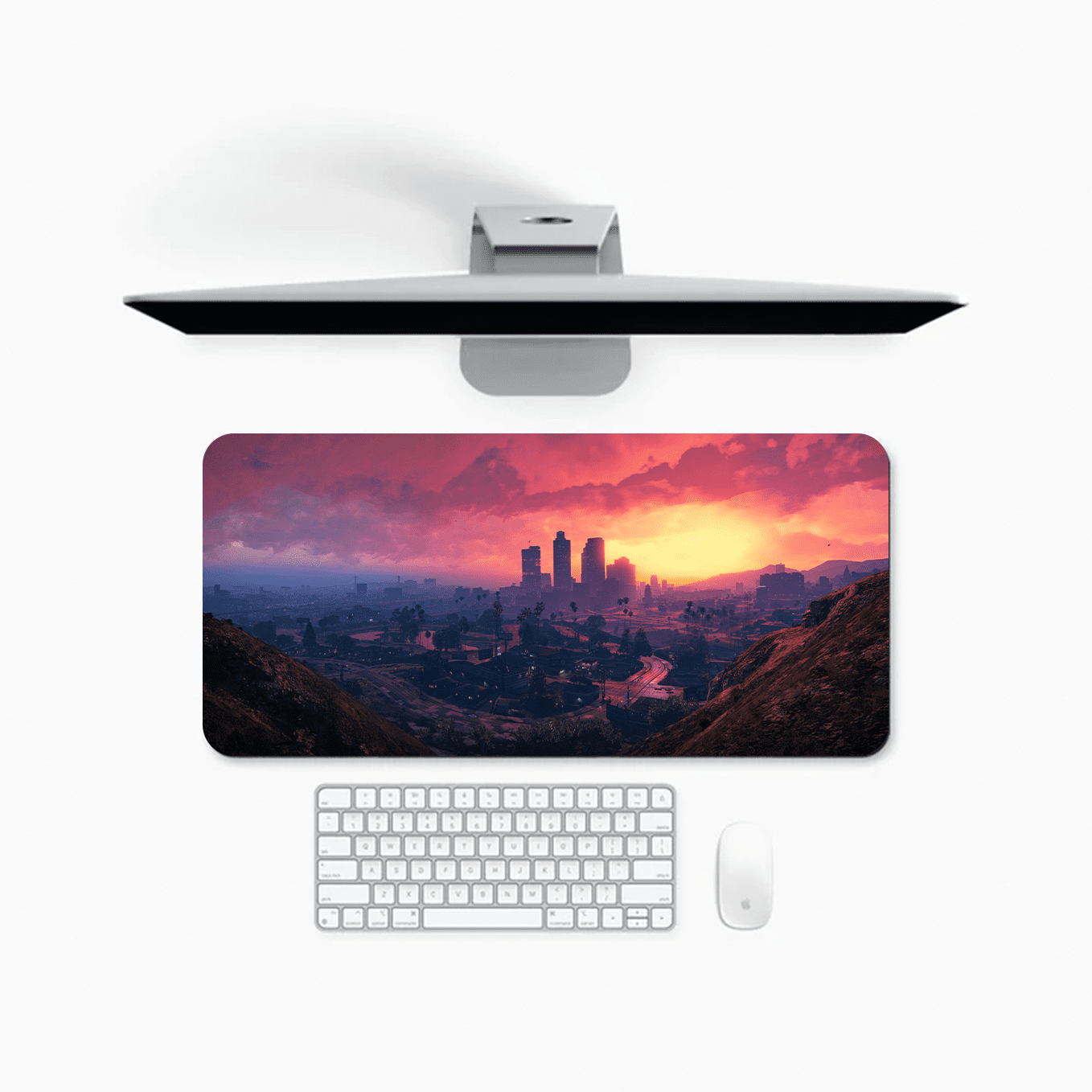 GTA V Los Santos City Landscape Mouse Pad - 23.6 x 11 Inches Desk Pad - Gaming and Workstation Mat for Grand Theft auto Fans - Non-Slip Rubber Base - Smooth Surface for Precise Control