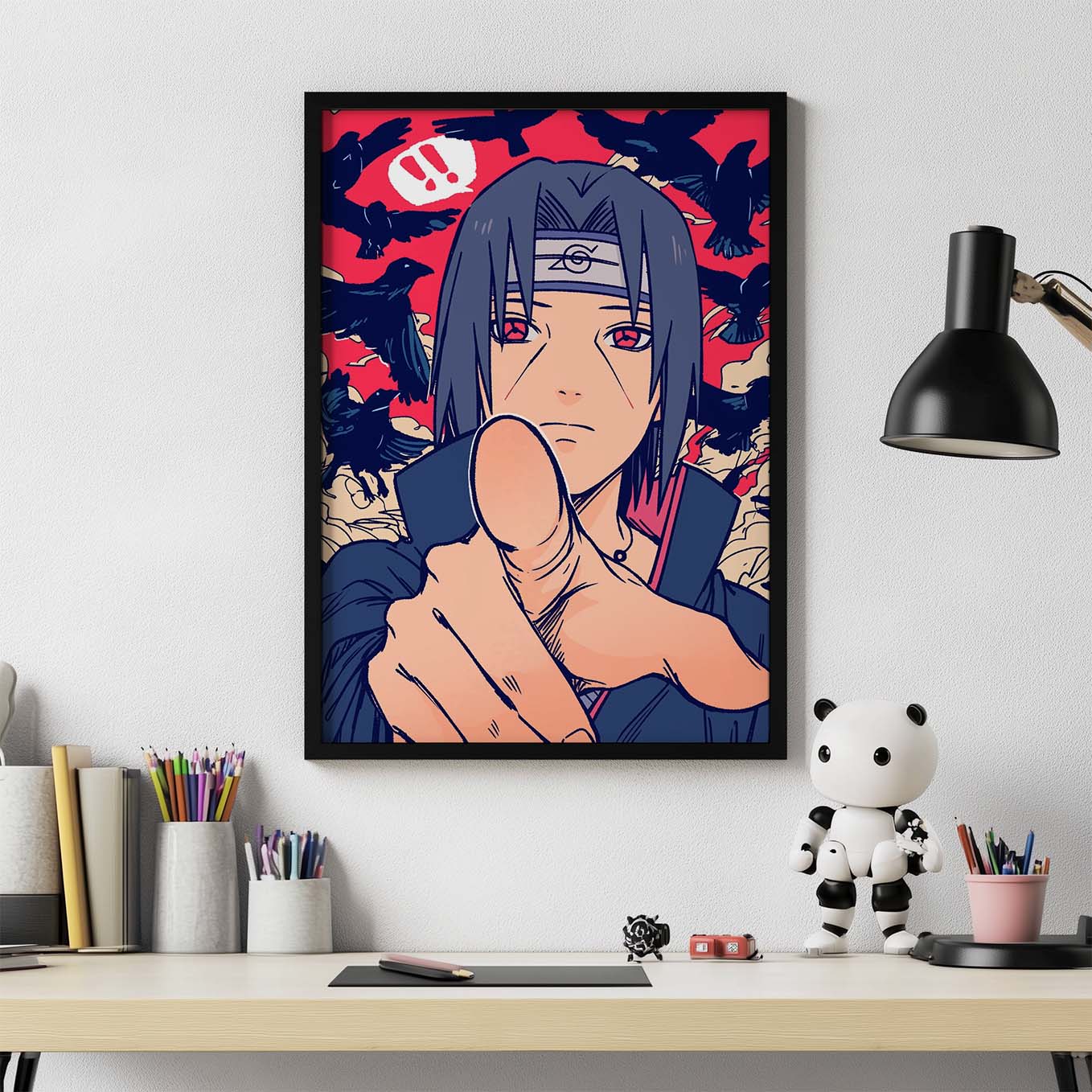 Itachi Uchiha Leaf Village Ninja Poster art framed 12x18-Inch, Plexi-Glass