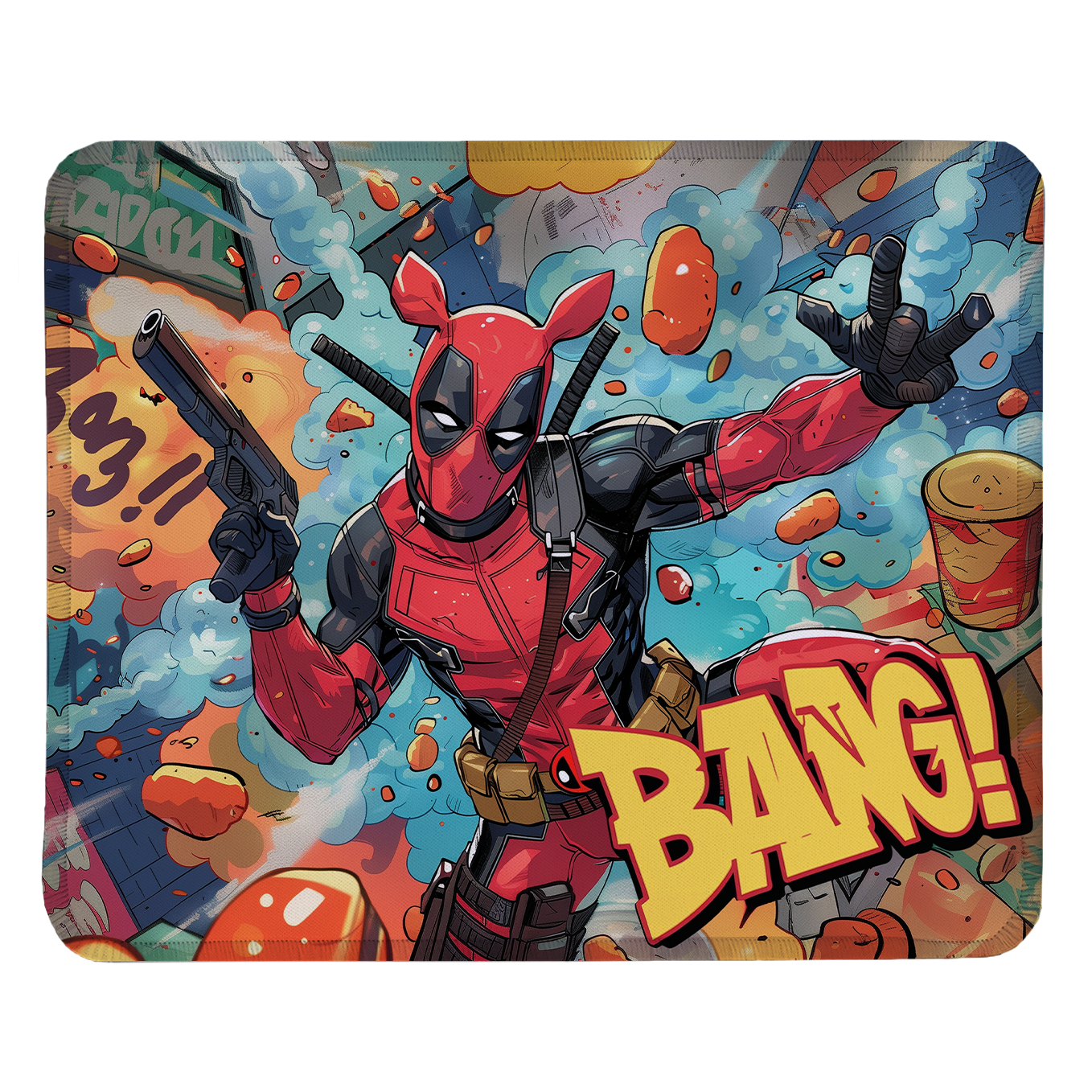 Deadpool Set of 2 Stitched Gaming Mouse Pads with Anti-Slip Rubber Base and Waterproof Surface