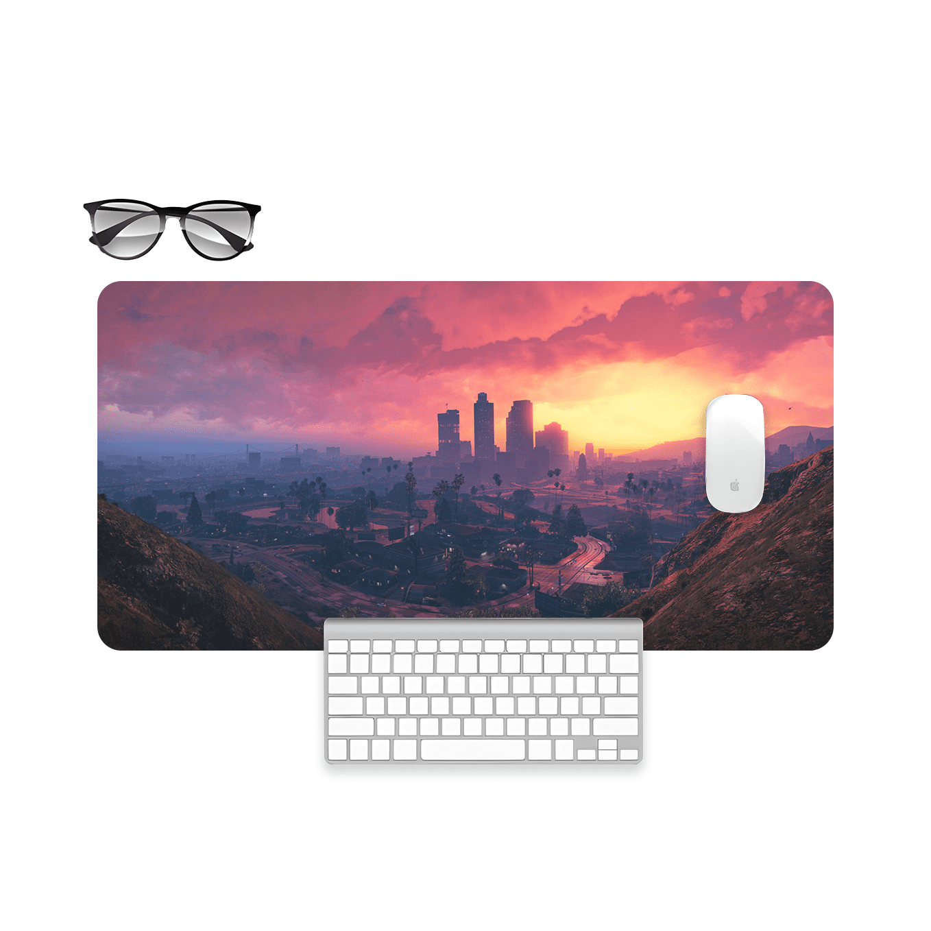 GTA V Los Santos City Landscape Mouse Pad - 23.6 x 11 Inches Desk Pad - Gaming and Workstation Mat for Grand Theft auto Fans - Non-Slip Rubber Base - Smooth Surface for Precise Control