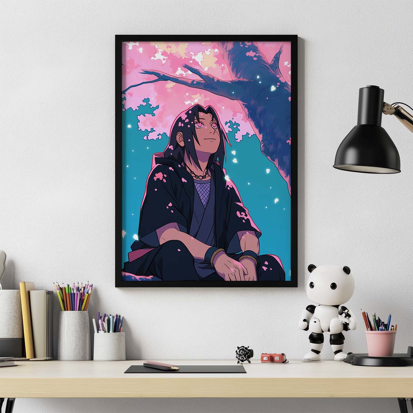 Itachi Uchiha Cherry Blossom Poster art framed 12x18-Inch, Plexi-Glass