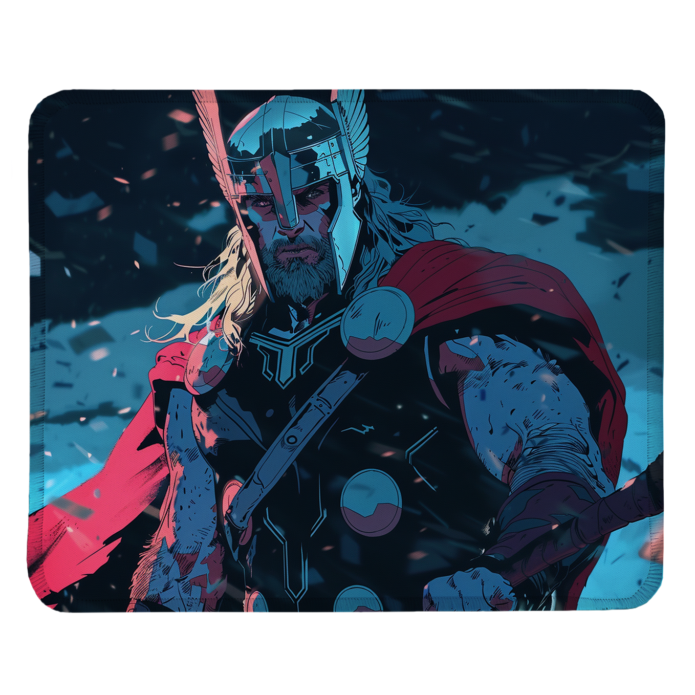 Thor Set of 2 Stitched Gaming Mouse Pads with Anti-Slip Rubber Base and Waterproof Surface