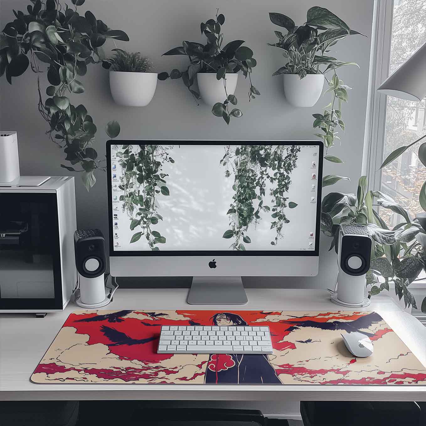 Naruto Itachi Uchiha Crow Genjutsu Anime XXXL Deskpad – 36x14 Inches Extra Large Mouse Pad with Non-Slip Rubber base, Stitched Edges, Waterproof Surface – Ideal for Gaming and Office Desk