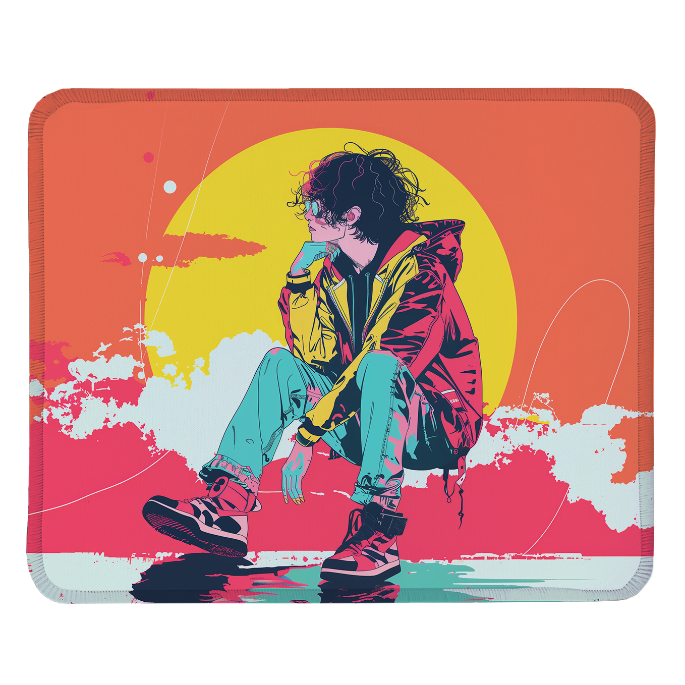 Skyline Dreams – Set of 2 Stitched Anime Theme Gaming Mouse Pads with Anti-Slip Rubber Base and Waterproof Surface