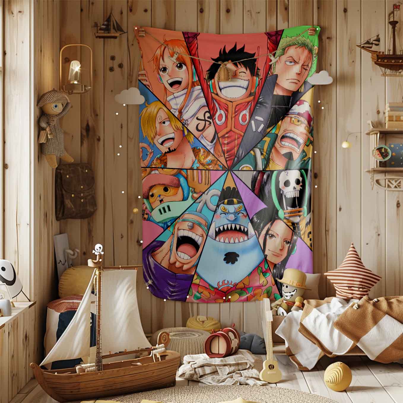 One Piece Anime Tapestry Wall Hanging – Vivid Straw hat pirates Tapestries for Bedroom Living Room (60x42 inch) Premium Polyester Fabric