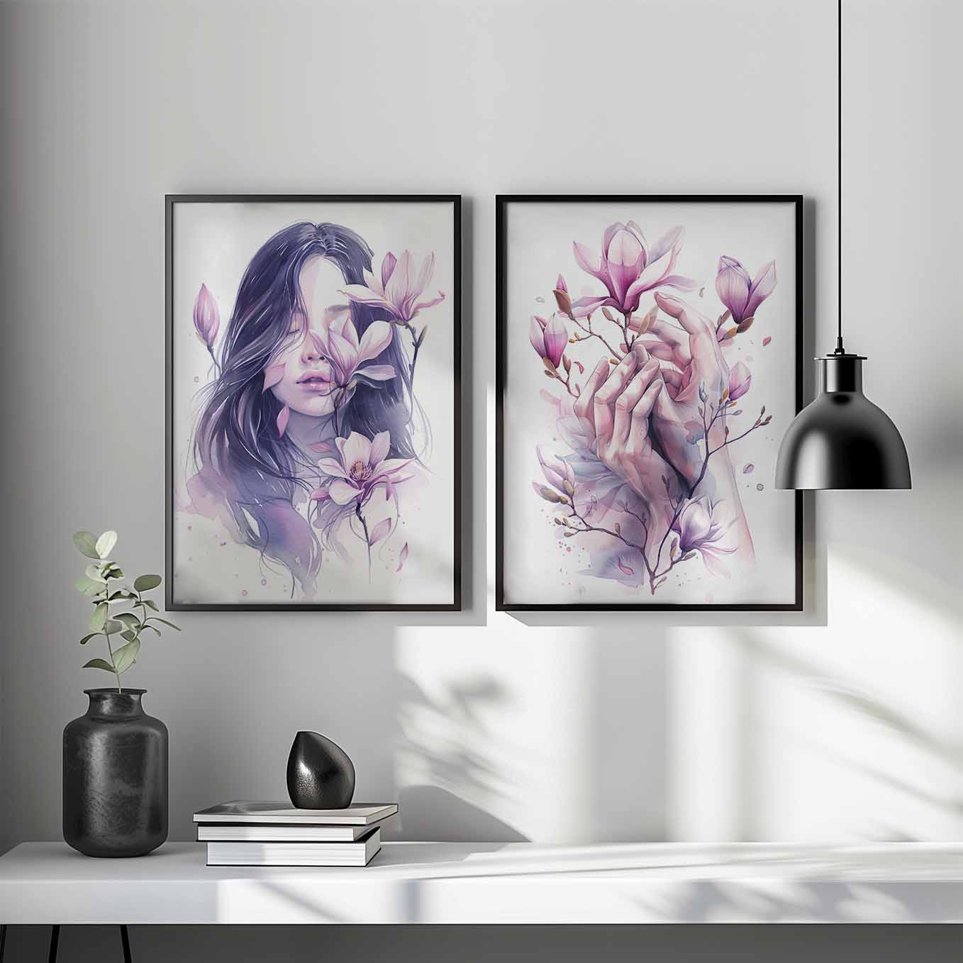 Nature’s Serenity - Woman in Wildflower Field & Floral Art Print | Aesthetic Minimalist Botanical Decor
