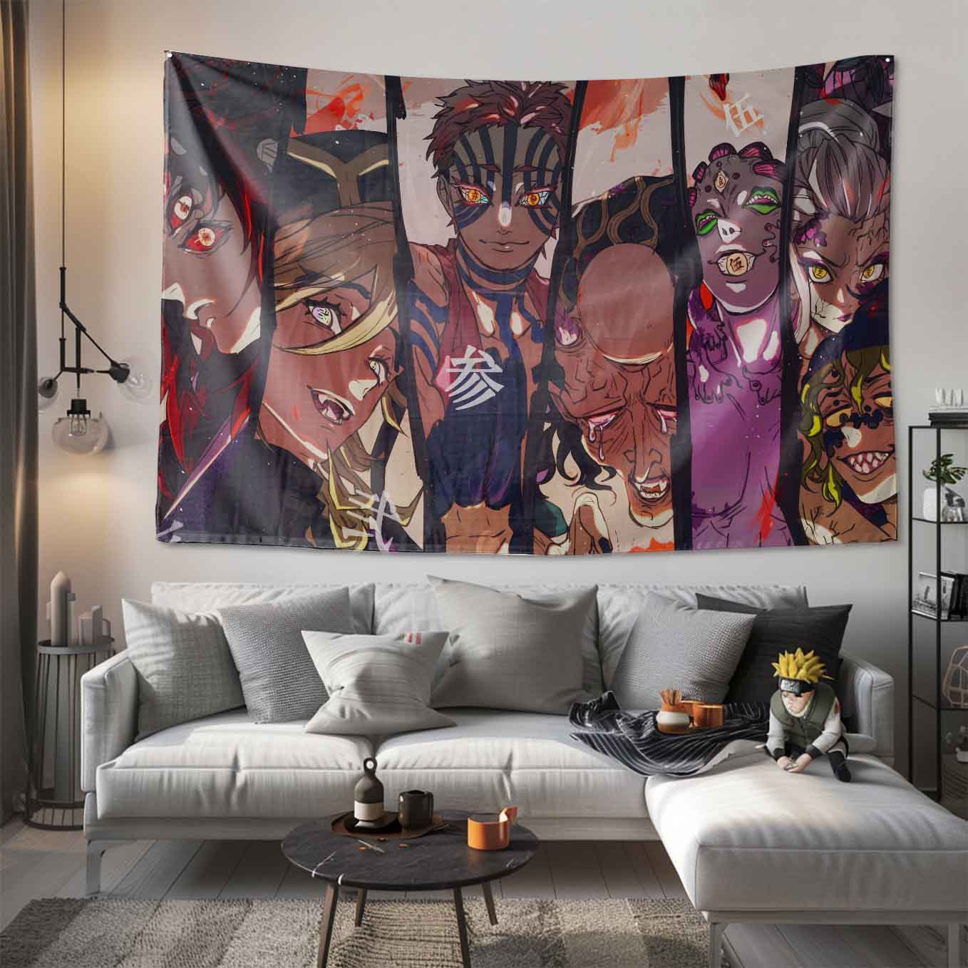 Demon Slayer Kizuki upper moon Tapestry Wall Hanging – Vivid Straw hat pirates Tapestries for Bedroom Living Room (69x39 inch) Premium Polyester Fabric