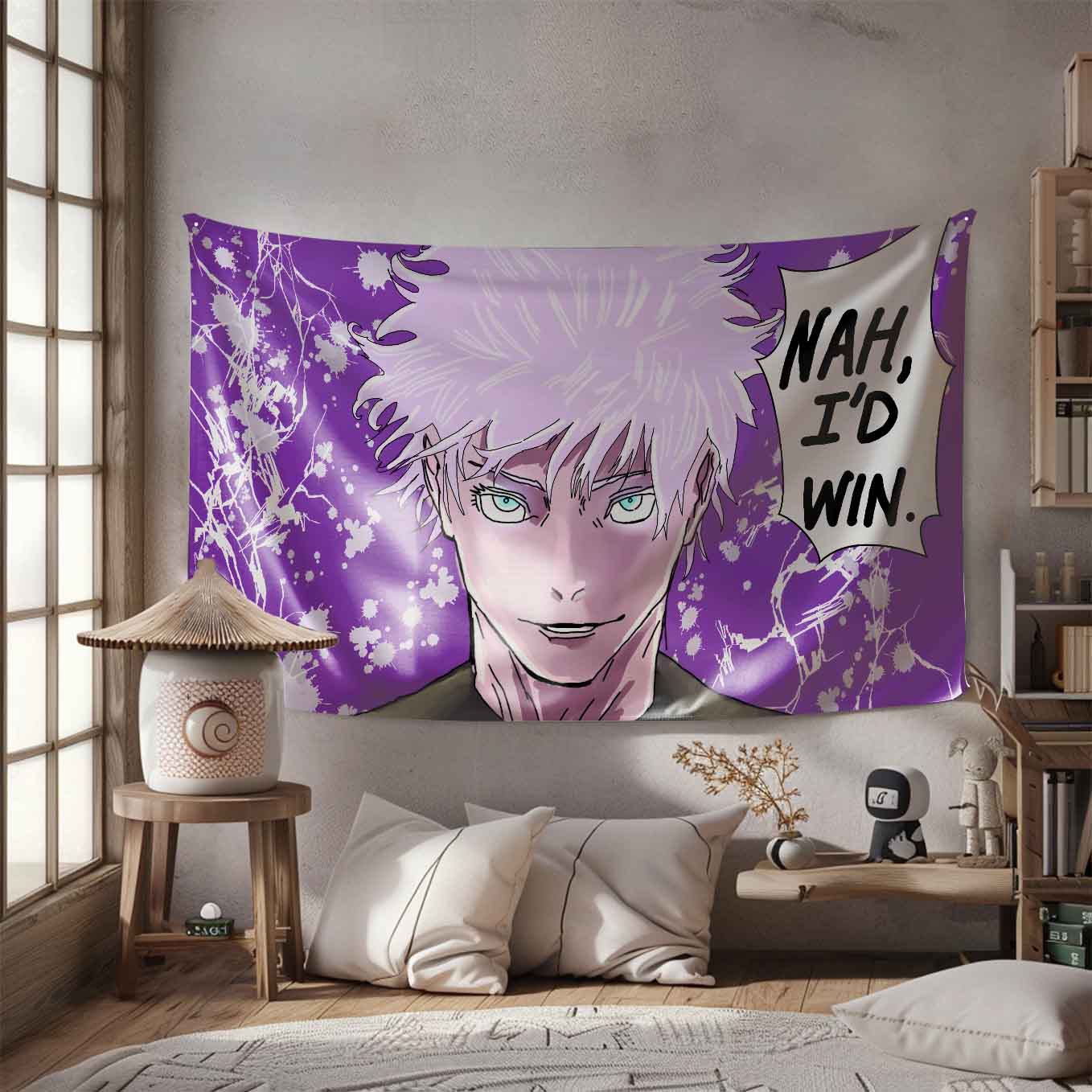 Gojo Satoru Anime Tapestry Wall Hanging – Vivid Jujutsu Kaisen Tapestries for Bedroom Living Room (73x43 inch) Premium Polyester Fabric