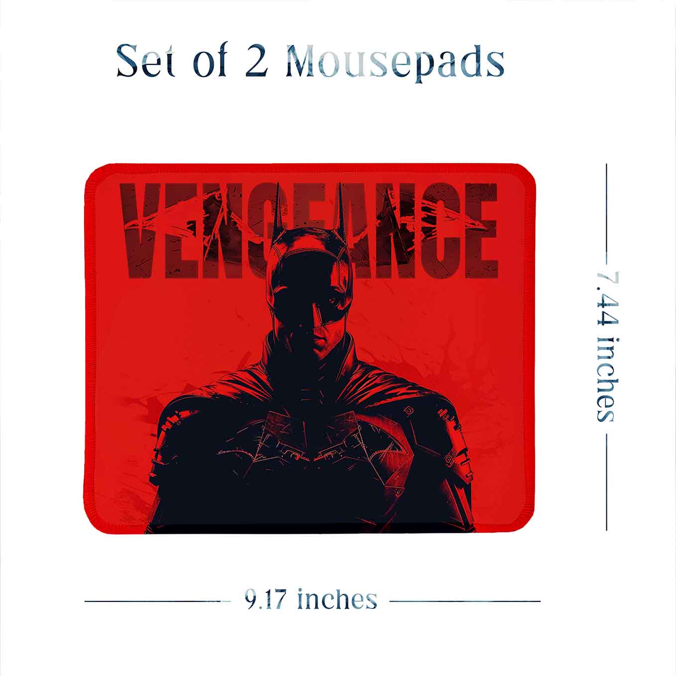Batman Set of 2 Stitched Gaming Mouse Pads with Anti-Slip Rubber Base and Waterproof Surface