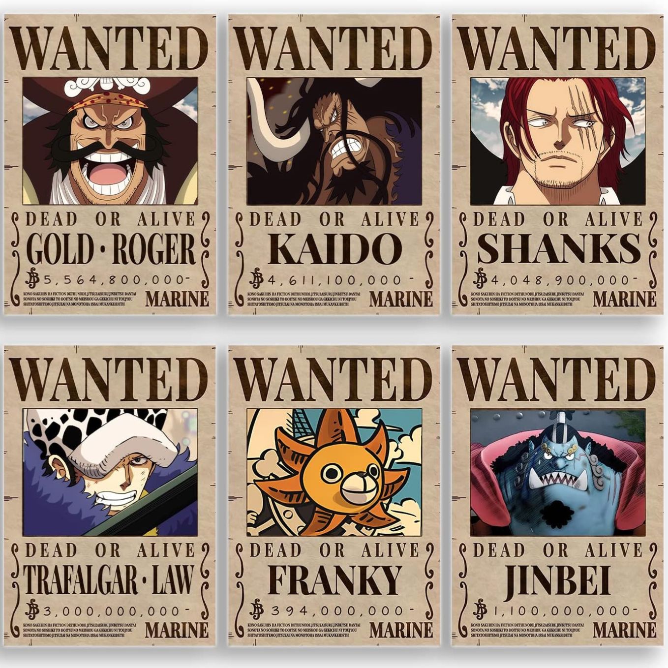 One piece Set of 20 wanted posters Luffy gear 5, Free Stickers (A4 size, 370 GSM) Post wano arc posters, double sided tape