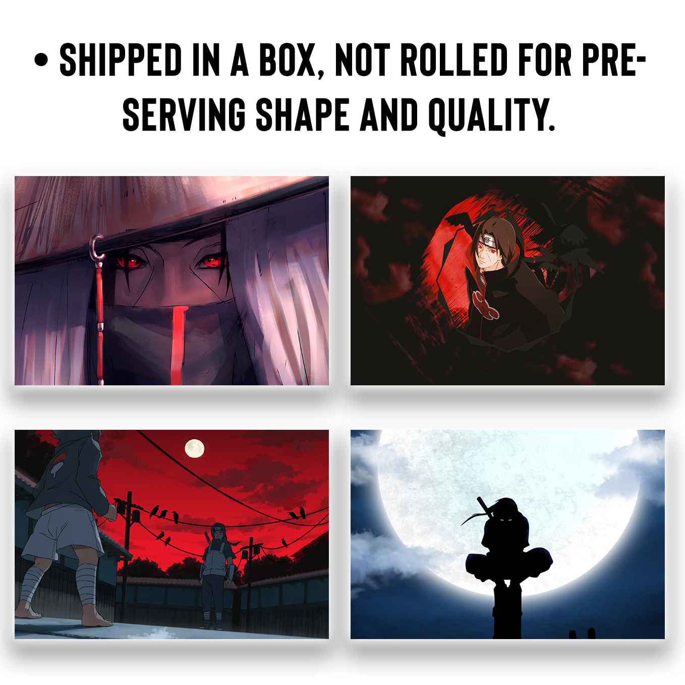 Naruto Itachi Uchiha and Sasuke story set of 10 Landscape (12x18-inches, 350 GSM) Comes with double sided tape