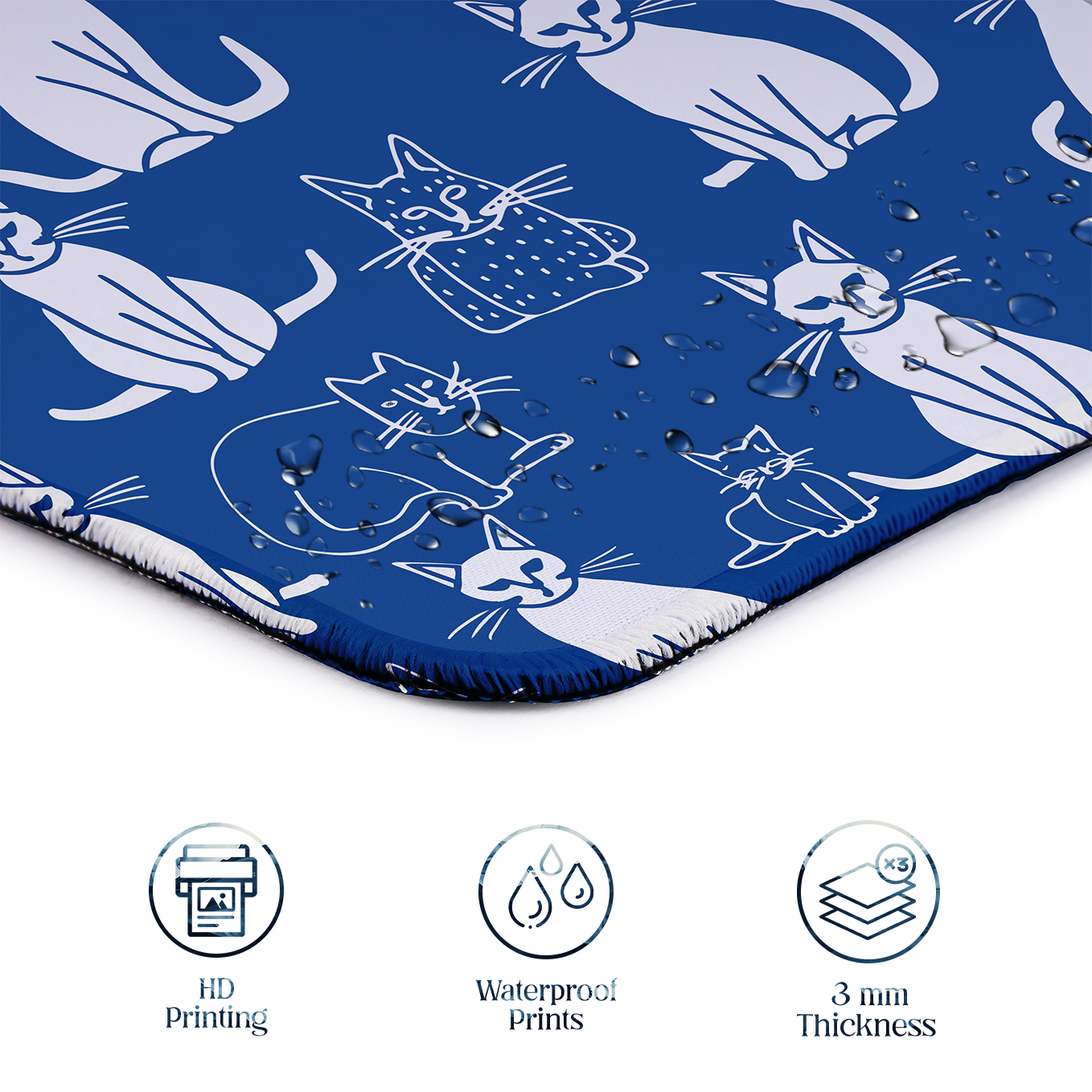 Cats & Dogs – Set of 2 Stitched Gaming Mouse Pads with Anti-Slip Rubber Base and Waterproof Surface