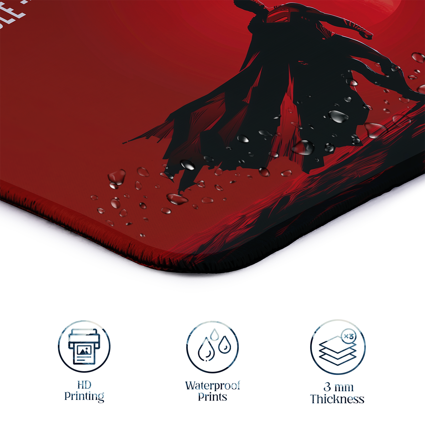 Superman Set of 2 Stitched Gaming Mouse Pads with Anti-Slip Rubber Base and Waterproof Surface