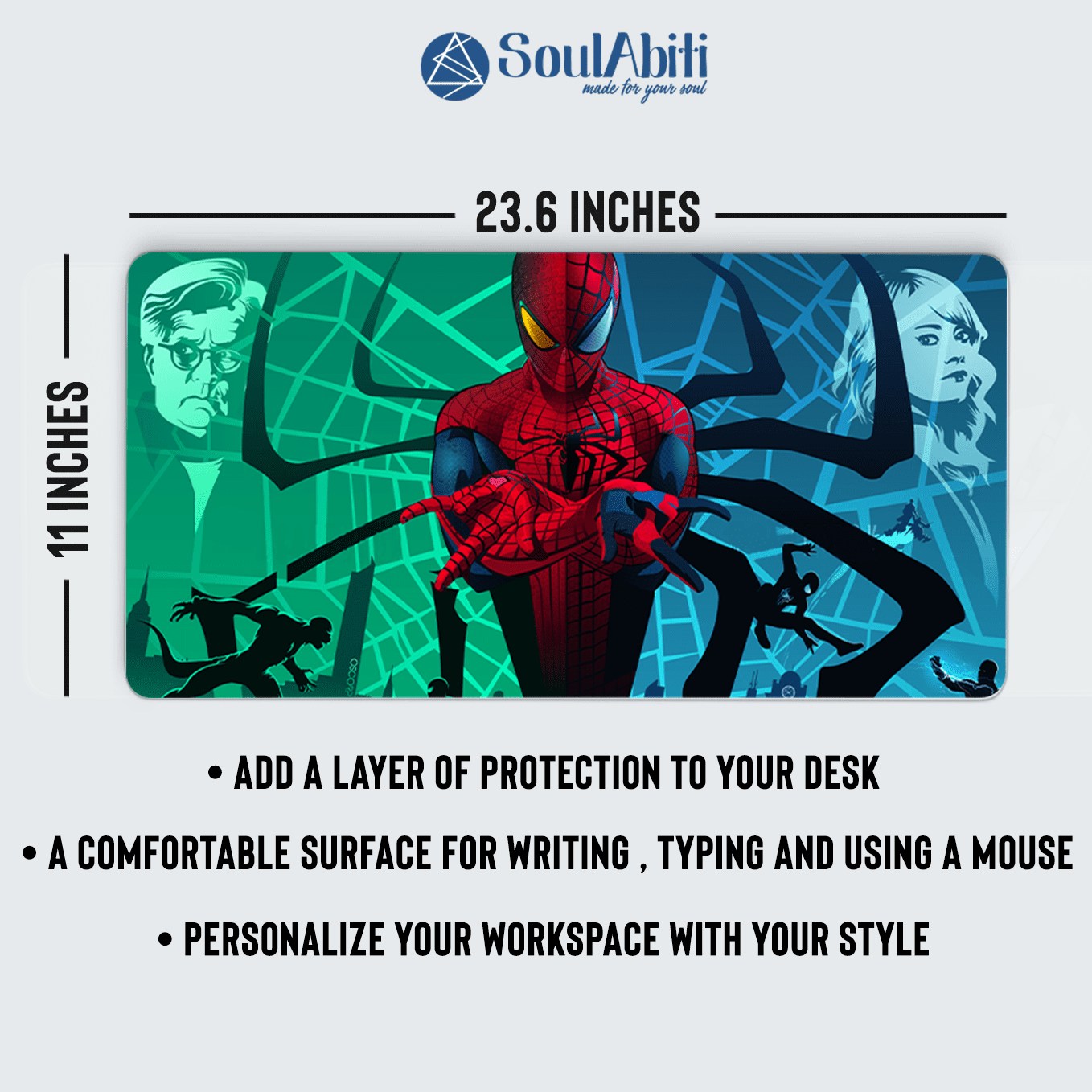 Amazing Spider Man Movies Mouse Pad - 23.6 x 11 Inches Desk Pad - Gaming and Workstation Mat for Spiderverse Fans - Non-Slip Rubber Base - Smooth Surface for Precise Control