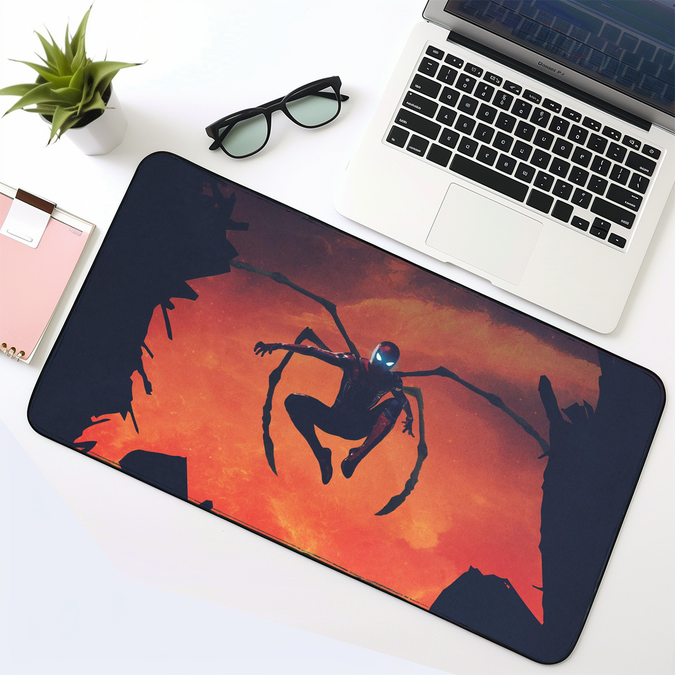 Marvel's Iron Spiderman Suit Mouse Pad - 23.6 x 11 Inches Desk Pad - Gaming and Workstation Mat for Spiderverse Fans - Non-Slip Rubber Base - Smooth Surface for Precise Control