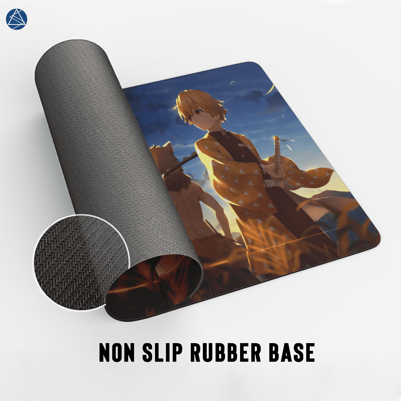 Demon Slayer Trio Mouse Pad - 23.6 x 11 Inches Desk Pad - Gaming and Workstation Mat for Tanjiro Zenitsu Inosuke Art Fans - Non-Slip Rubber Base - Smooth Surface for Precise Control