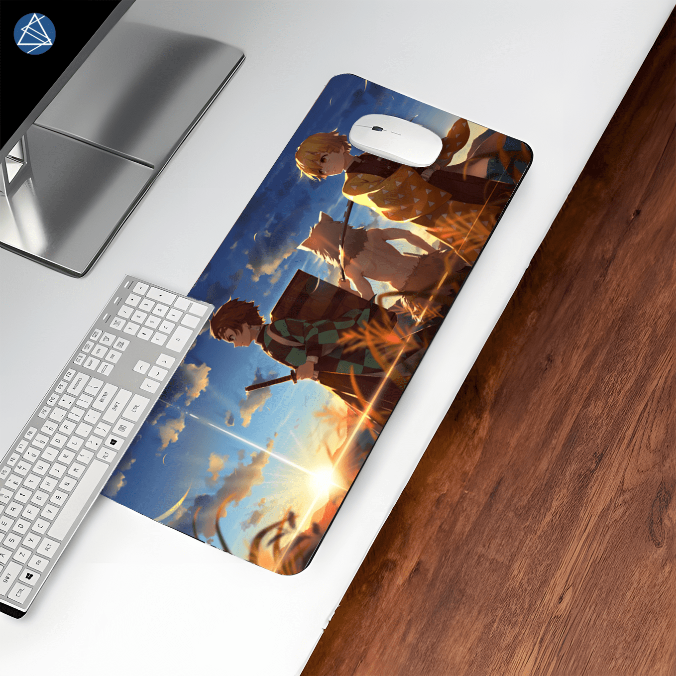 Demon Slayer Trio Mouse Pad - 23.6 x 11 Inches Desk Pad - Gaming and Workstation Mat for Tanjiro Zenitsu Inosuke Art Fans - Non-Slip Rubber Base - Smooth Surface for Precise Control
