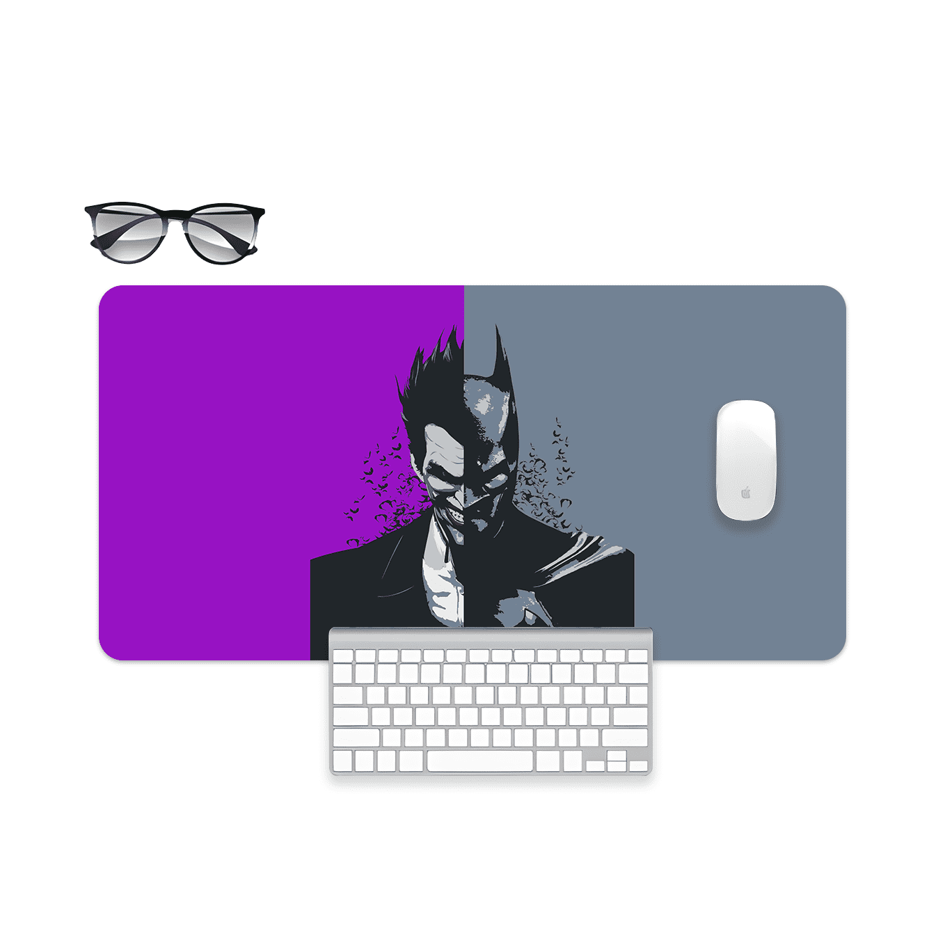 DC Joker and Batman Mouse Pad - 23.6 x 11 Inches Desk Pad - Gaming and Workstation Mat for Vengence Art Fans - Non-Slip Rubber Base - Smooth Surface for Precise Control