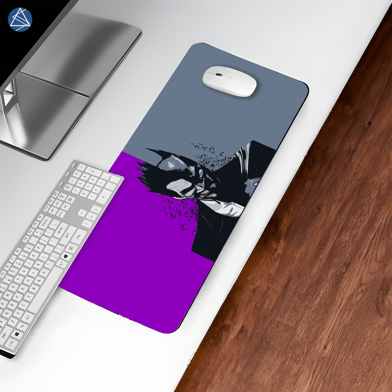 DC Joker and Batman Mouse Pad - 23.6 x 11 Inches Desk Pad - Gaming and Workstation Mat for Vengence Art Fans - Non-Slip Rubber Base - Smooth Surface for Precise Control