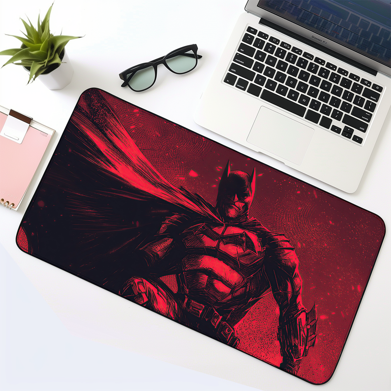 The Dark Knight Comic Art Mouse Pad - 23.6 x 11 Inches Desk Pad - Gaming and Workstation Mat for Batman Art Fans - Non-Slip Rubber Base - Smooth Surface for Precise Control
