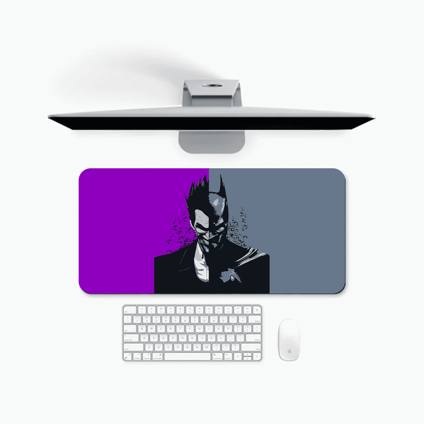 DC Joker and Batman Mouse Pad - 23.6 x 11 Inches Desk Pad - Gaming and Workstation Mat for Vengence Art Fans - Non-Slip Rubber Base - Smooth Surface for Precise Control