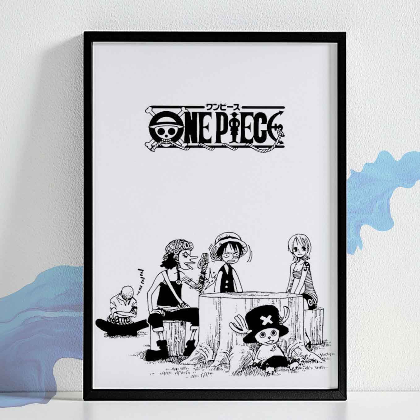 One Piece Funny Straw hat pirates Poster Art Framed (13x19-Inch, Plexi-Glass, Textured Frame)