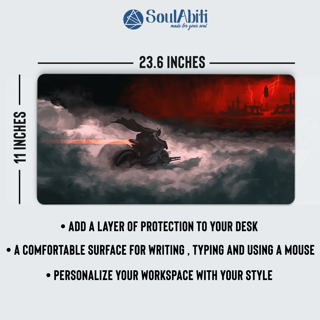 DC Batman VS Superman Art Mouse Pad - 23.6 x 11 Inches Desk Pad - Gaming and Workstation Mat for Vengence Art Fans - Non-Slip Rubber Base - Smooth Surface for Precise Control