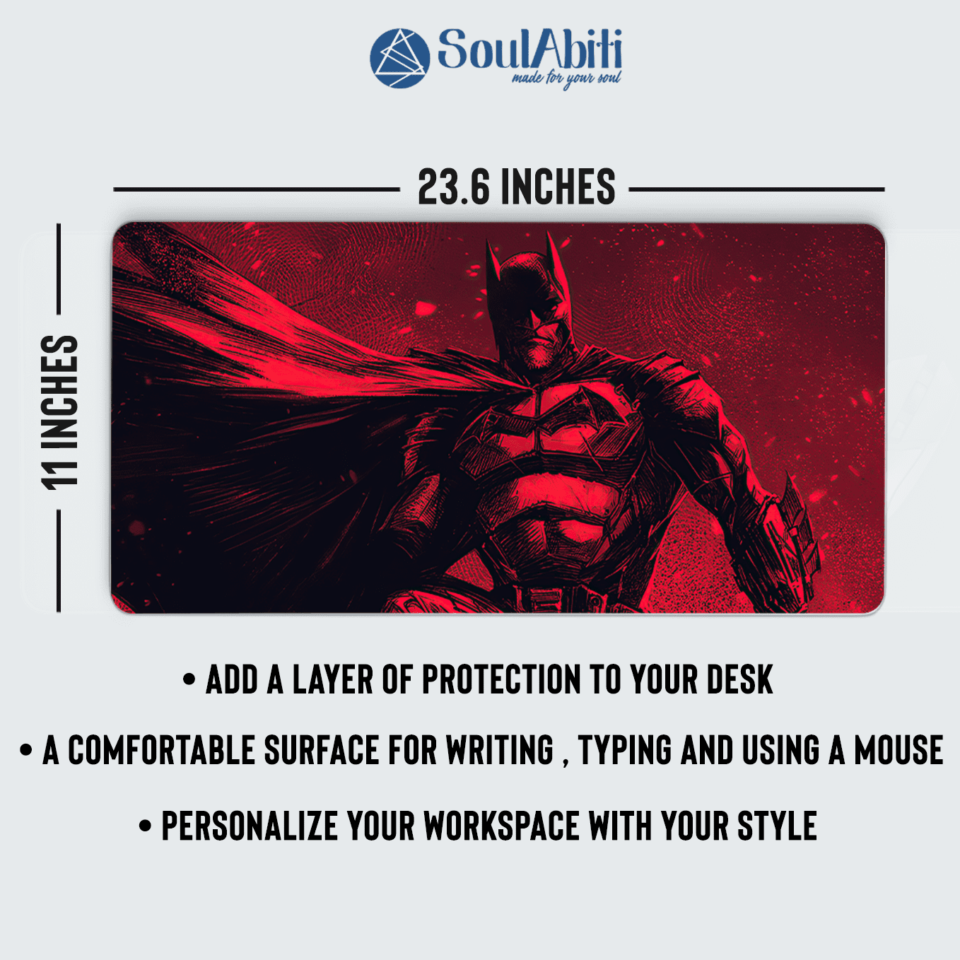 The Dark Knight Comic Art Mouse Pad - 23.6 x 11 Inches Desk Pad - Gaming and Workstation Mat for Batman Art Fans - Non-Slip Rubber Base - Smooth Surface for Precise Control
