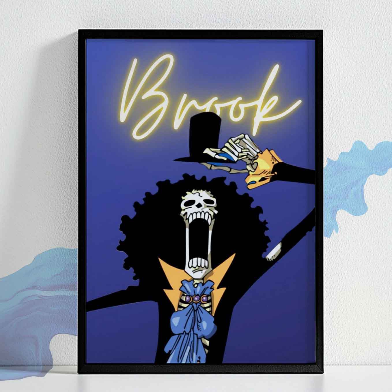 One Piece Soul Brook Poster Art Framed (13x19-Inch, Plexi-Glass, Textured Frame)