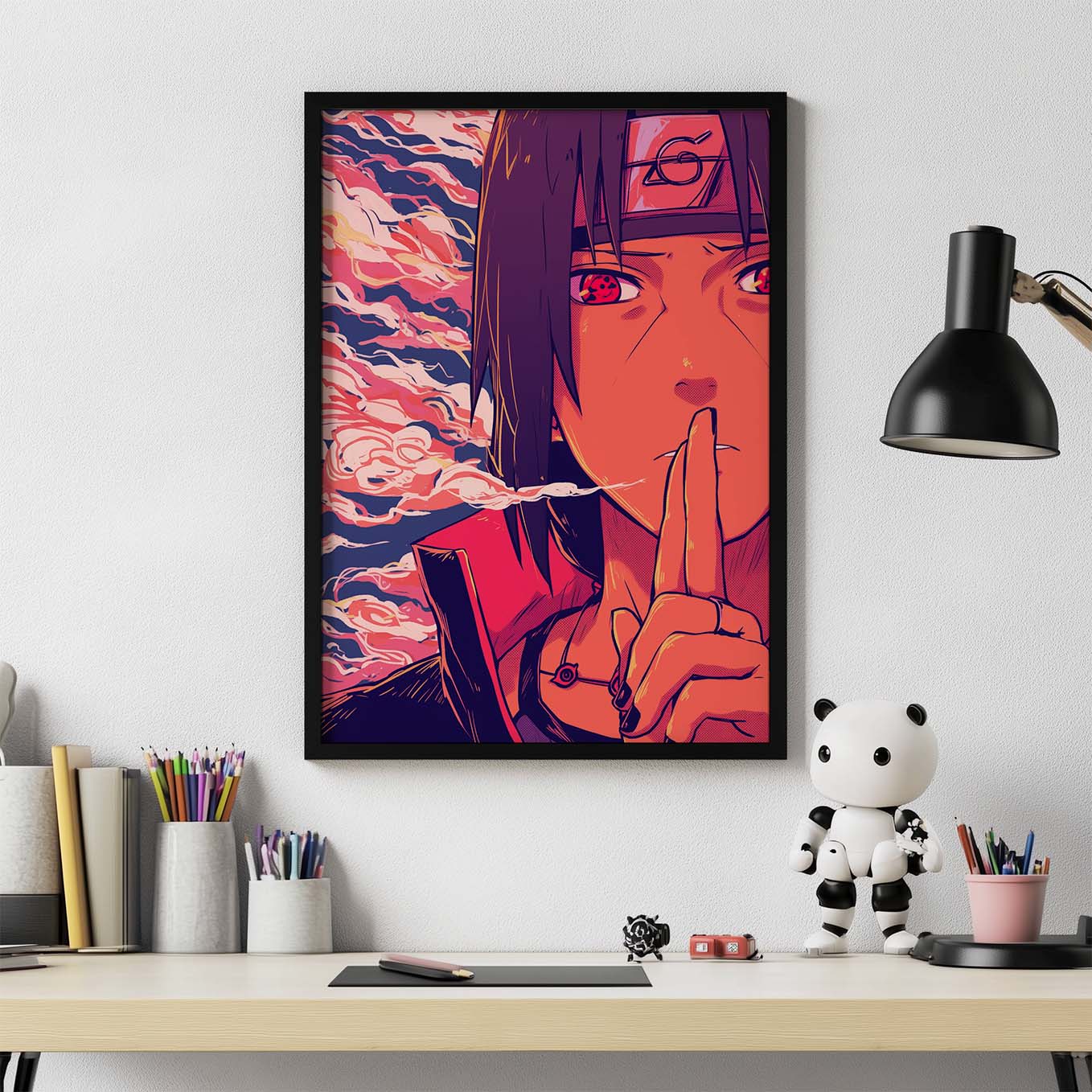 Itachi Uchiha Ninja Poster art framed 12x18-Inch, Plexi-Glass
