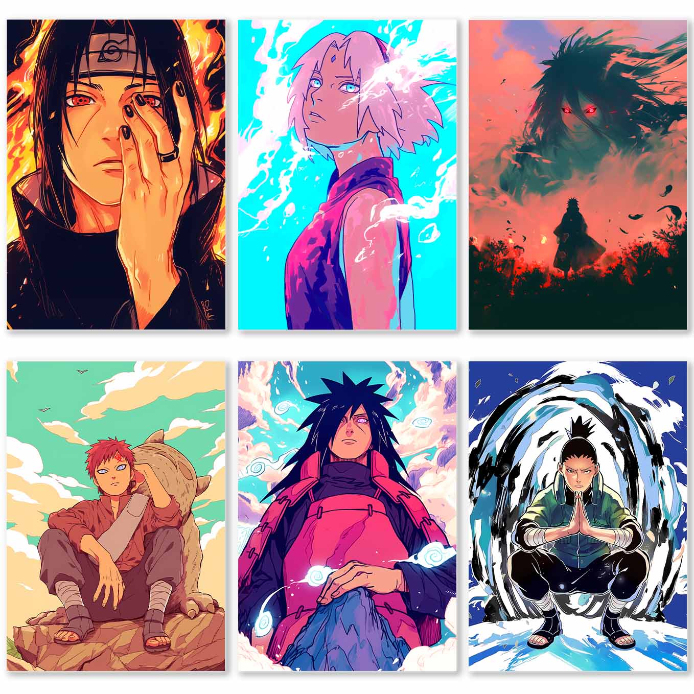 SoulAbiti Anime Inspired Set of 20 Posters for Wall Art | Minimal Ninja Warrior A4 Size