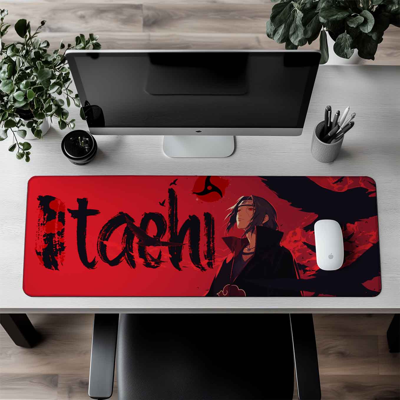Itachi Anime XXXL Deskpad – 36x14 Inches Extra Large Mouse Pad with Non-Slip Rubber base, Stitched Edges, Waterproof Surface – Ideal for Gaming and Office Desk