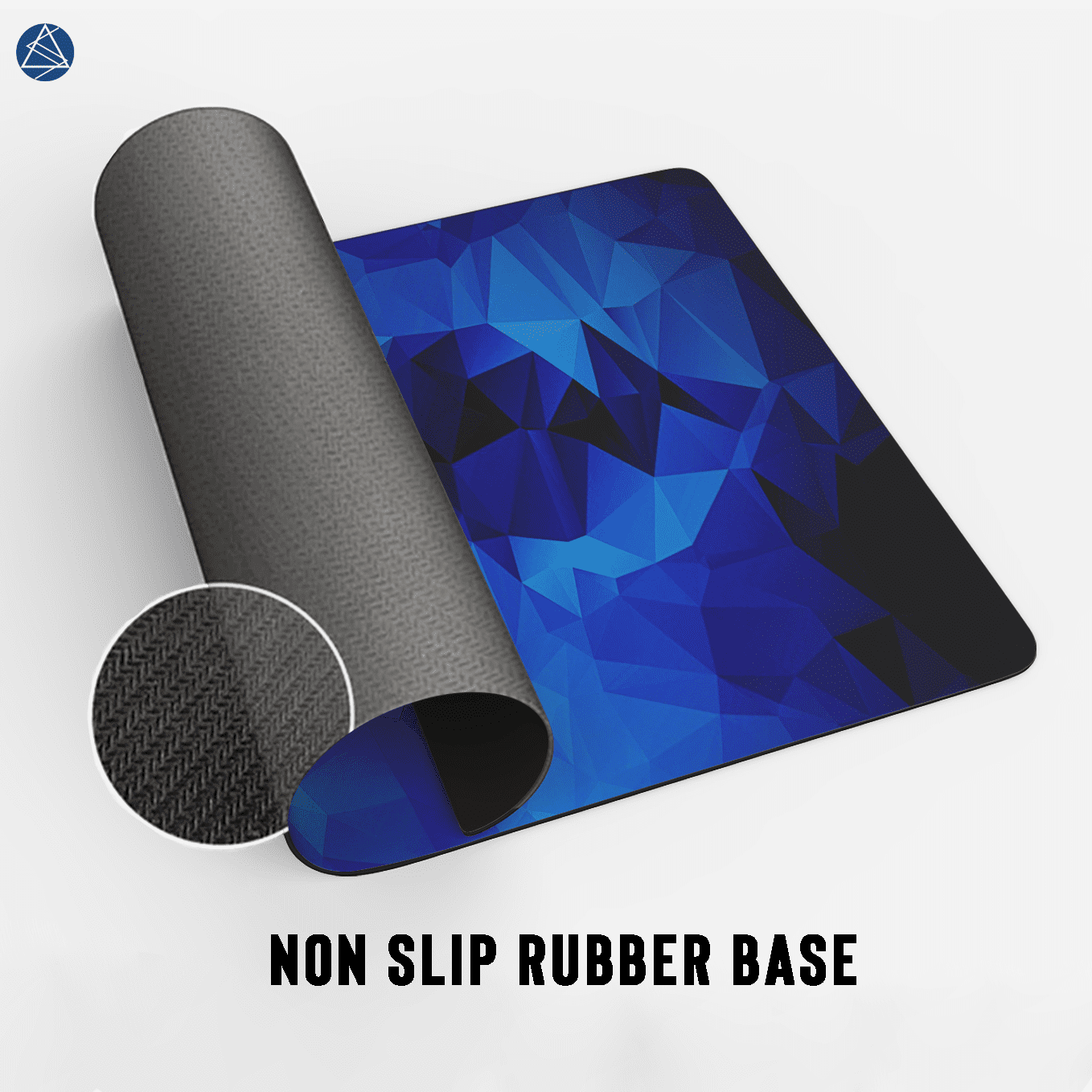 Blue Textured Polygon Mouse Pad - 23.6 x 11 Inches Desk Pad - Gaming and Workstation Mat for Art Fans - Non-Slip Rubber Base - Smooth Surface for Precise Control