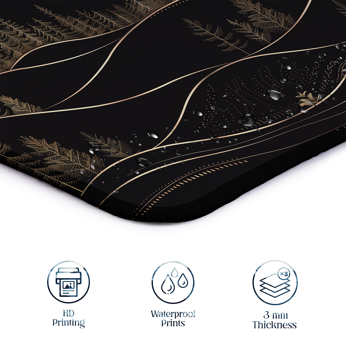 Night Sky and Mountain Line Art – Set of 2 Stitched Gaming Mouse Pads with Anti-Slip Rubber Base and Waterproof Surface