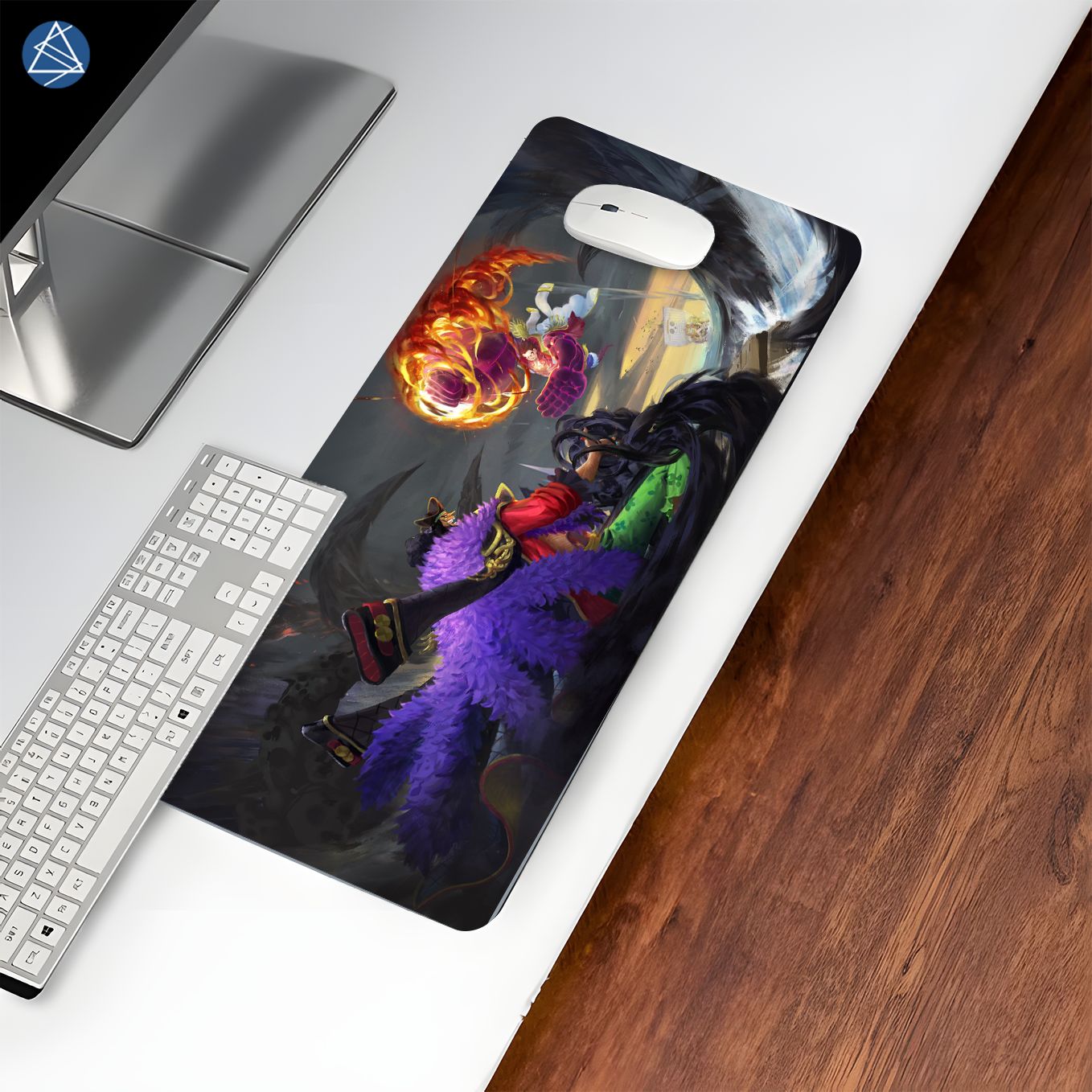 One Piece Blackbeard vs Luffy Mouse Pad - 23.6 x 11 Inches Desk Pad - Gaming Workstation Mat - Non-Slip Rubber Base - Smooth Surface for Precise Control